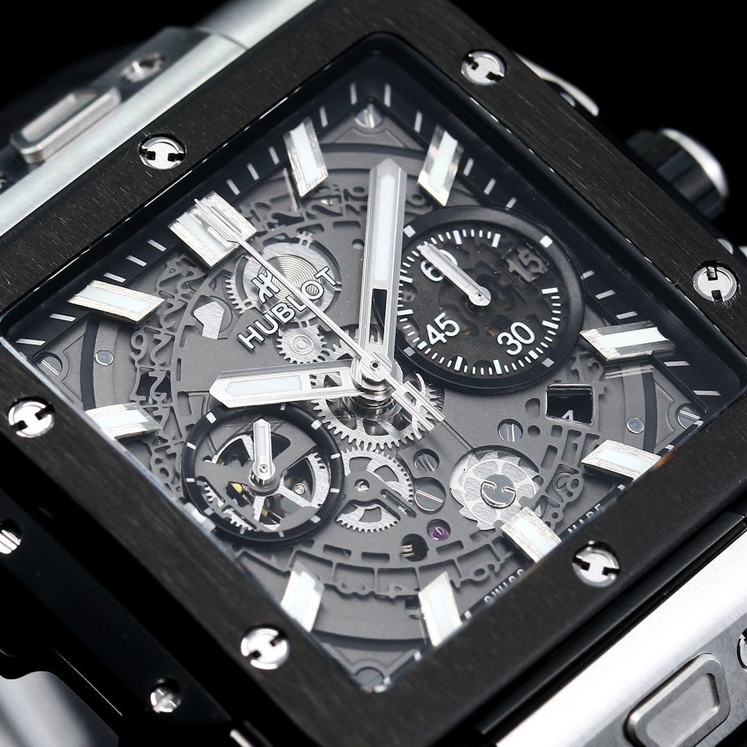 Hublot Big Bang, Square Bang Unico 42mm Textured Rubber Strap(1:1 replica) - Top club