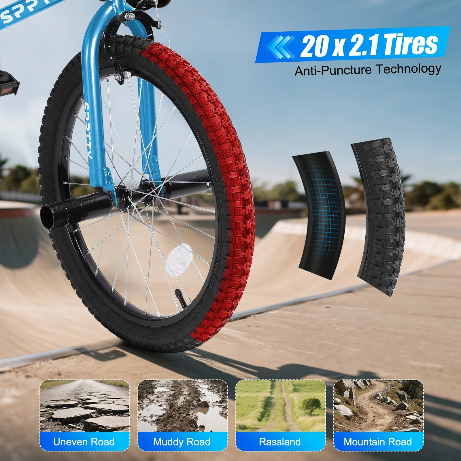 SPPTTY 20" Freestyle BMX Bike with 4 Pegs,Kids Bicycle for Teen Beginner, Age 7-14 Years,Multicolor - Image 24