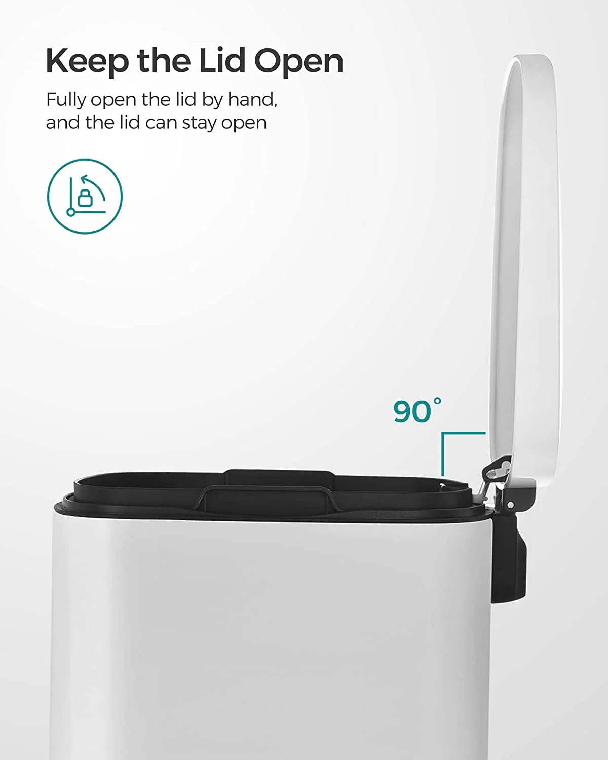 13 Gallon Stainless Steel Kitchen Trash Can, Garbage Can, Soft Close, White - Image 11