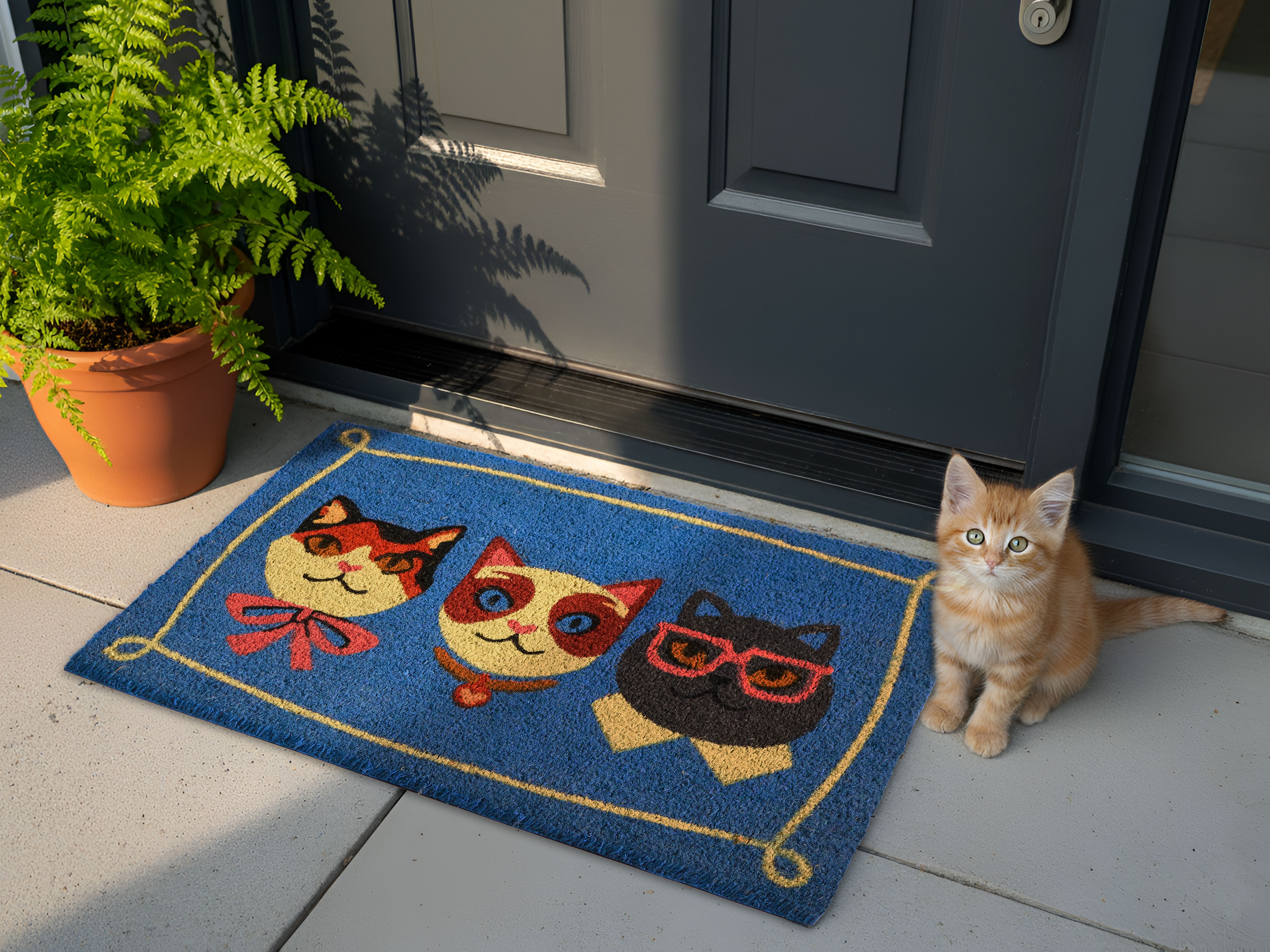 Doormat MOJICAP Multicolour 60 x 90 cm Cat Coir