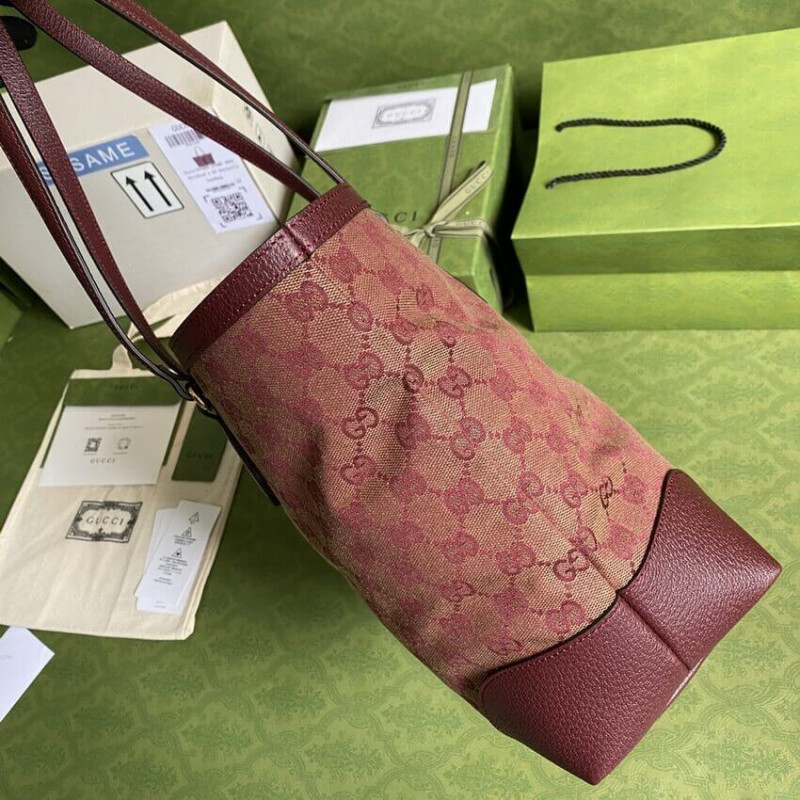 Replica Gucci Ophidia Medium Tote With Web In Burgundy Gg Canvas 6316851:1High-quality replica