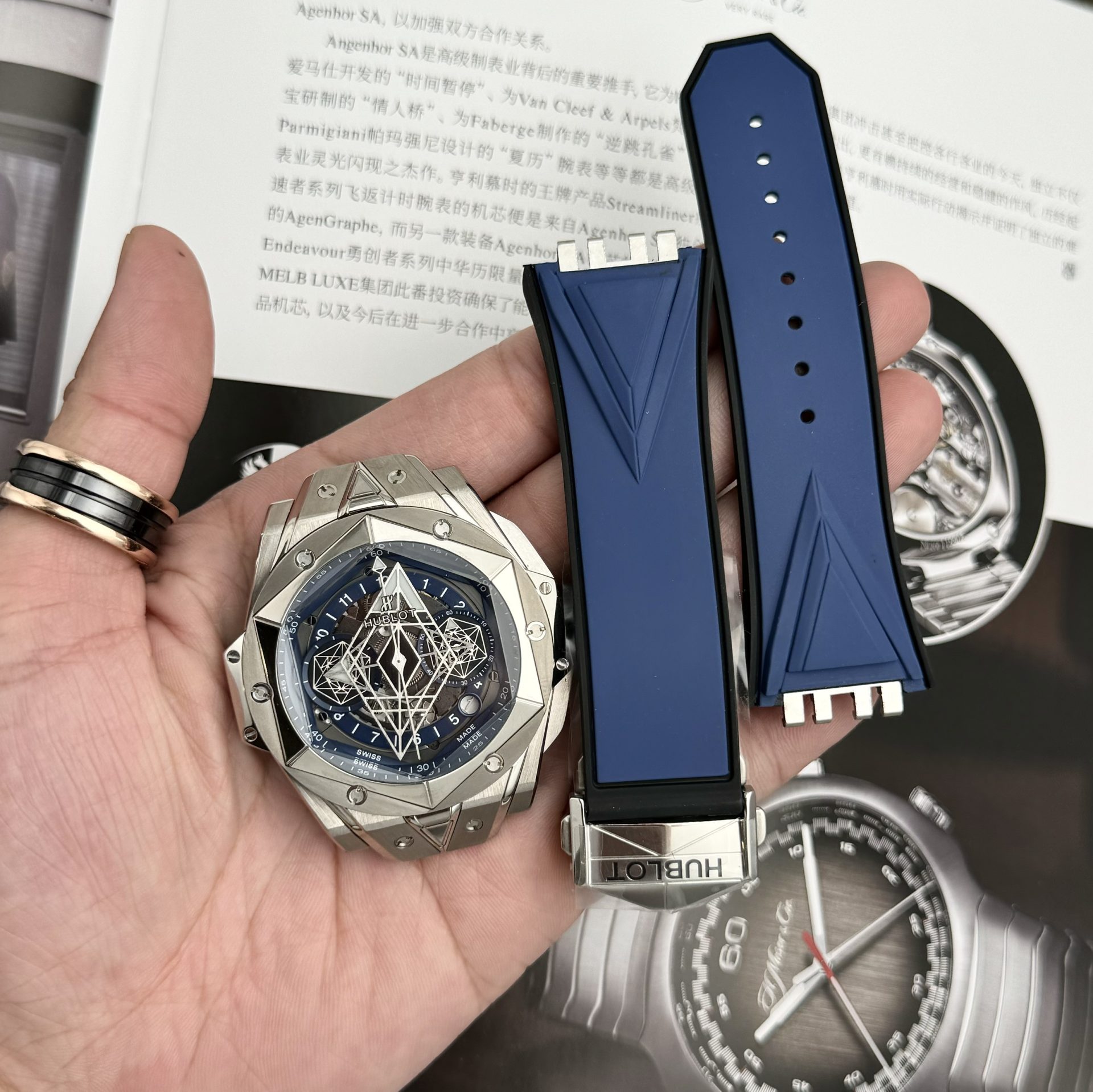 Hublot Replica Watch Big Bang Sang Bleu II Titanium Blue Dial BBF 45mm - Elite Watch Atelier