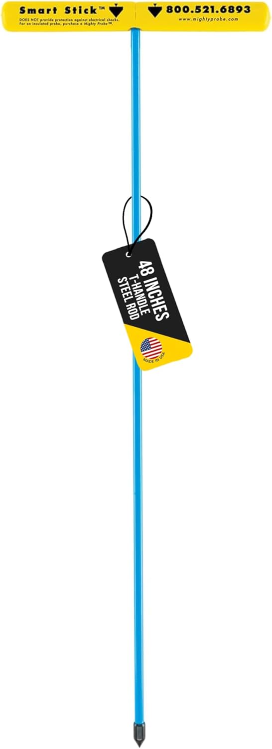 T&T Tools Smart Stick Metal Soil Probe - T-Handle Probing Rod, Steel Rods, 48-Inch Long Metal Rod w/ 3/8