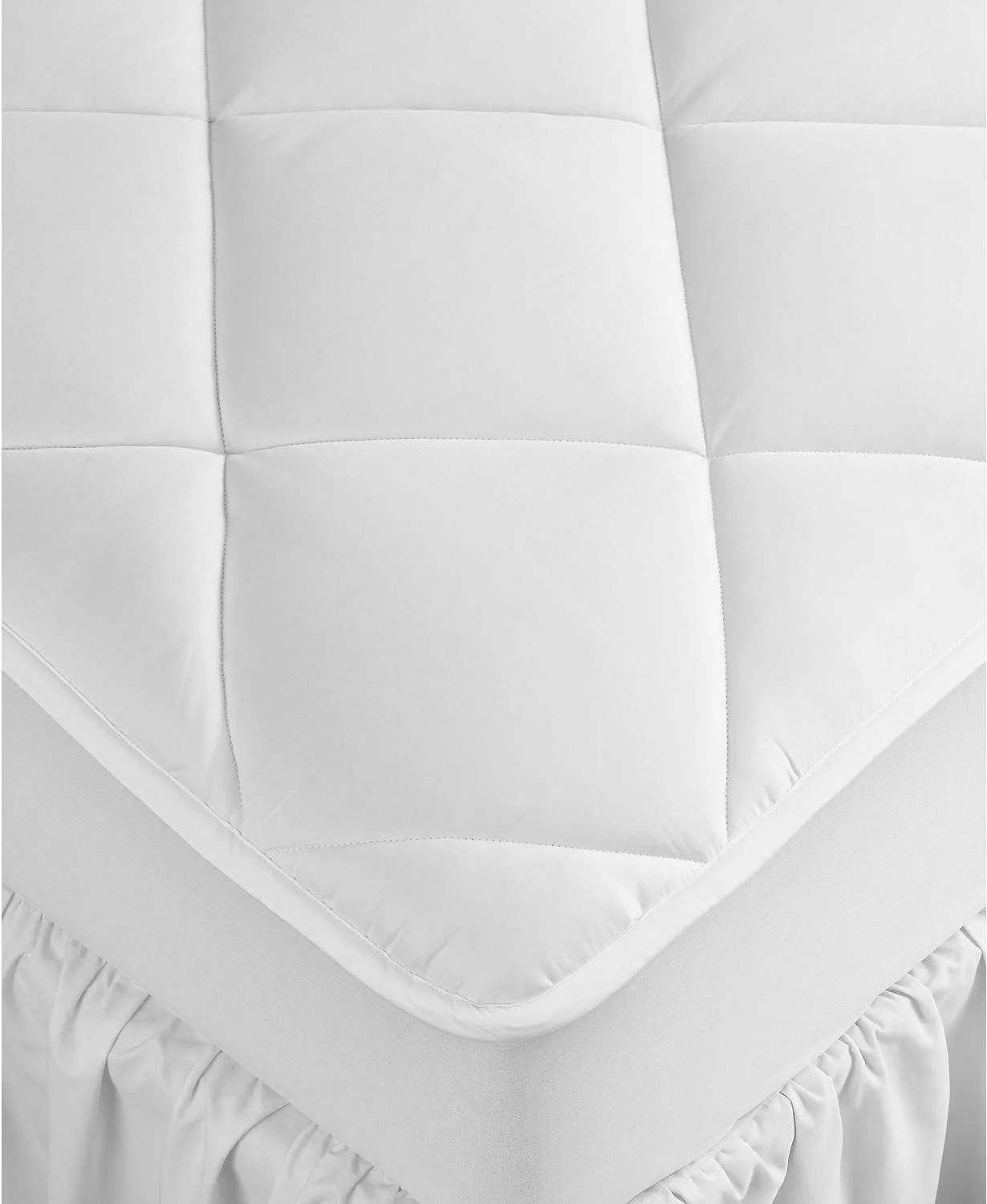 hotel collection 500 thread count cotton down alternative queen extra deep mattress pad white