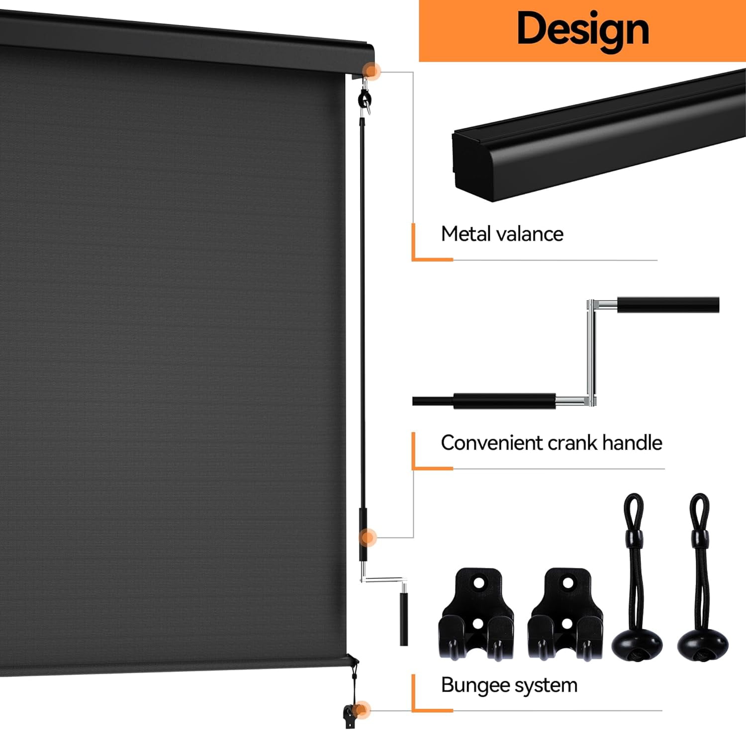 Superjoe Outdoor Roller Shade for Patio, Cordless Blackout Waterproof Blind, UV Block, 4'L x 6'W - Image 6