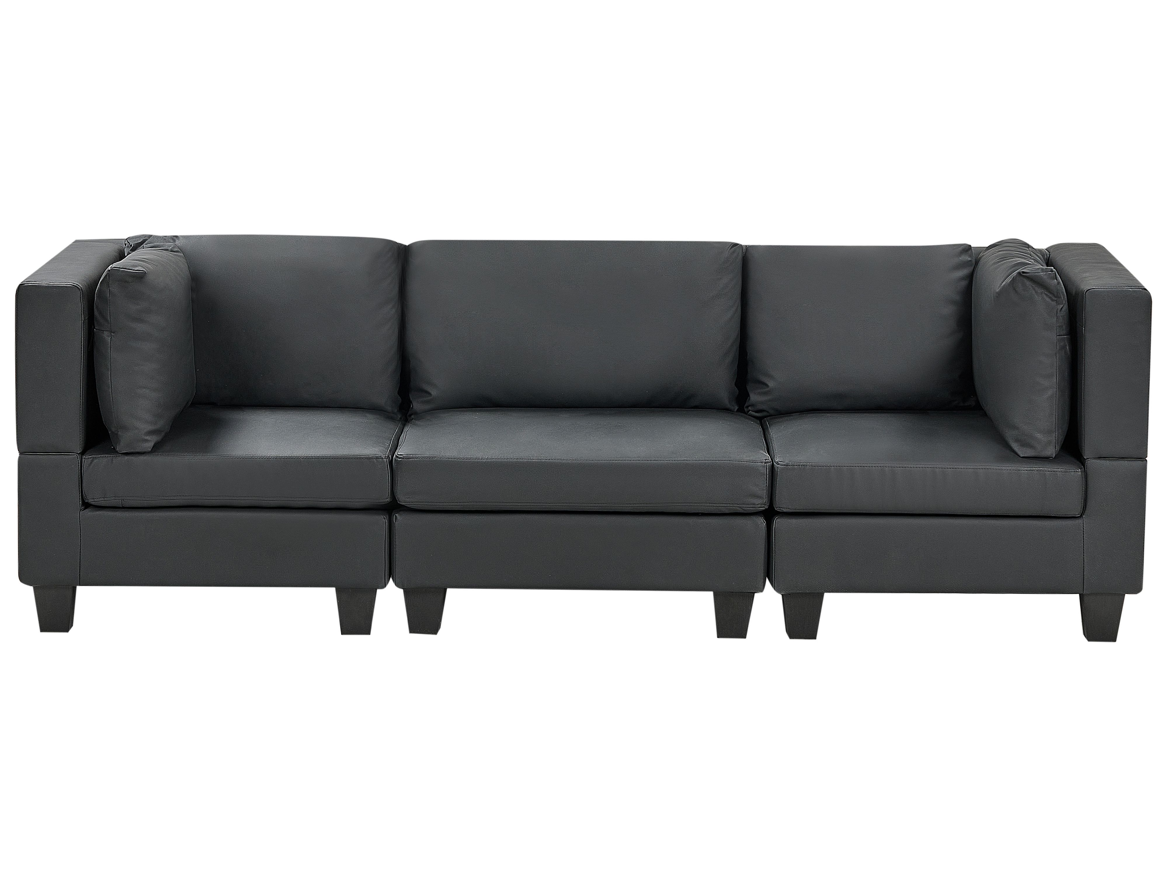 Modular Sofa 3 Seater UNSTAD Faux Leather Black