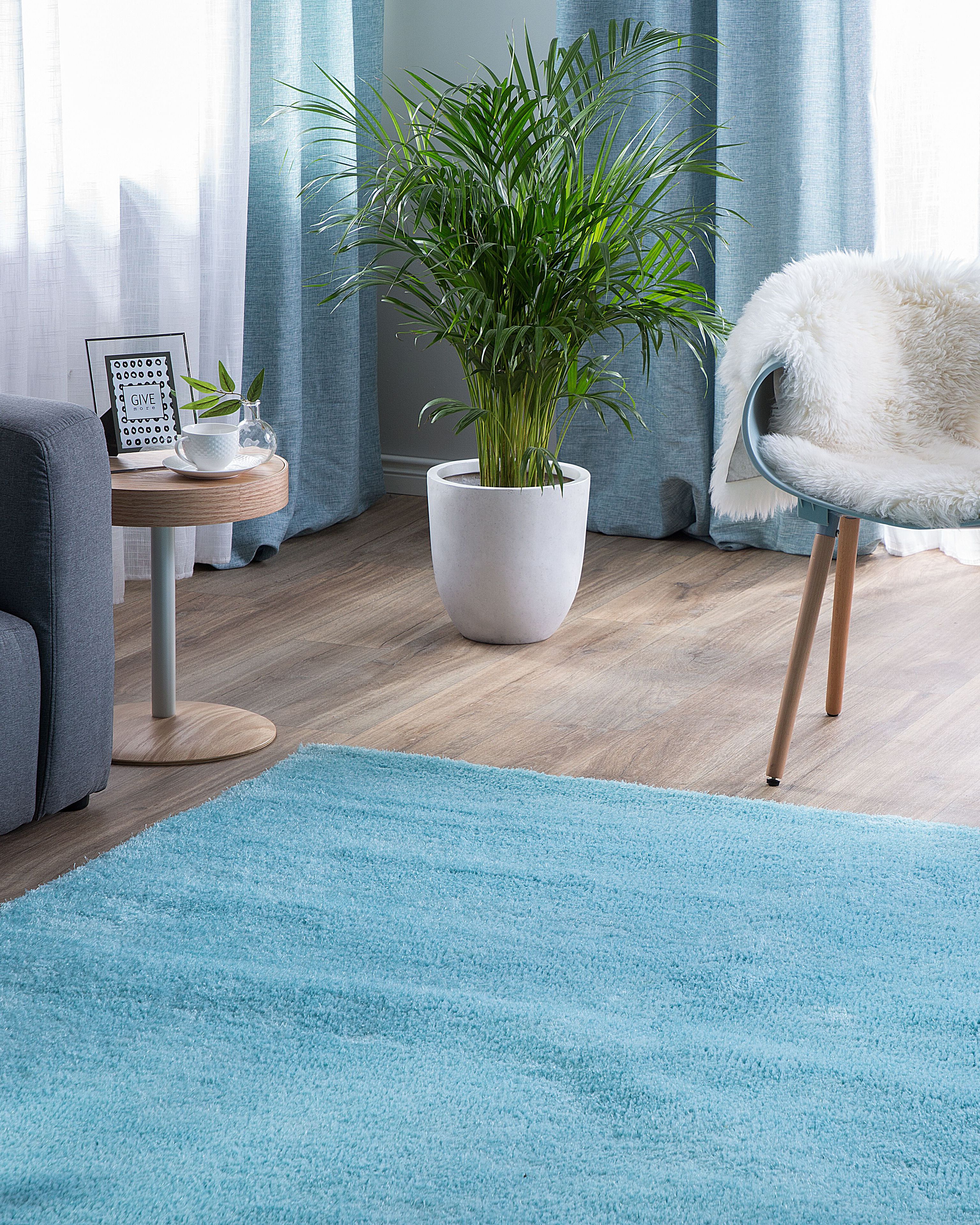 Shaggy Rug DEMRE Light Blue 140 x 200 cm