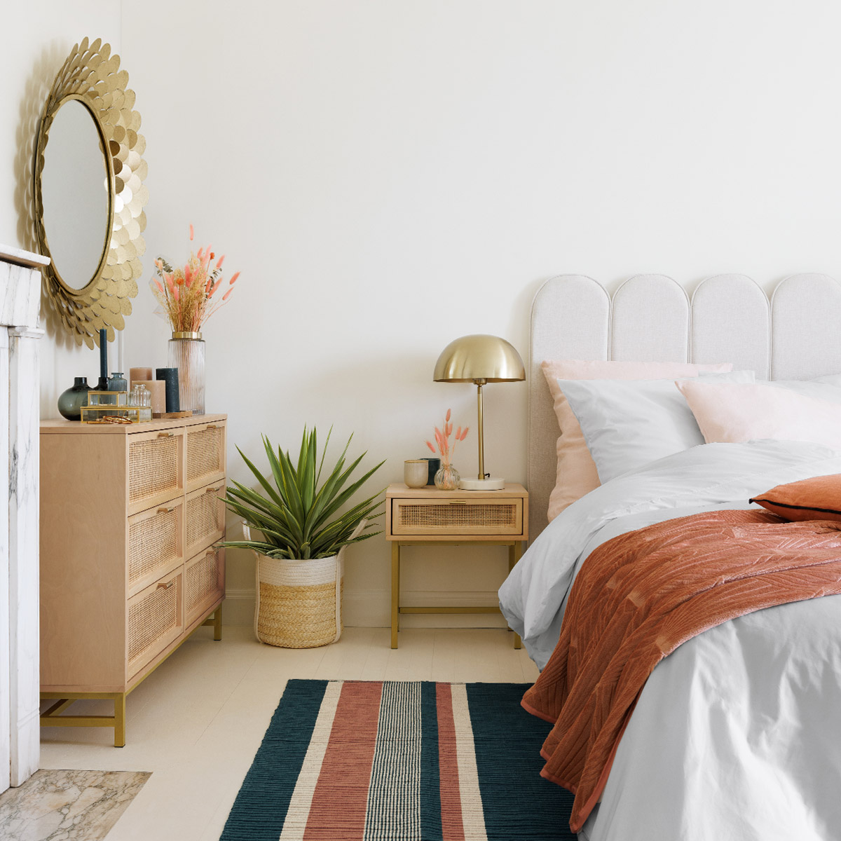 Chest of drawers "Rayo" Metal & birch, 120x40cm, 6 drawers