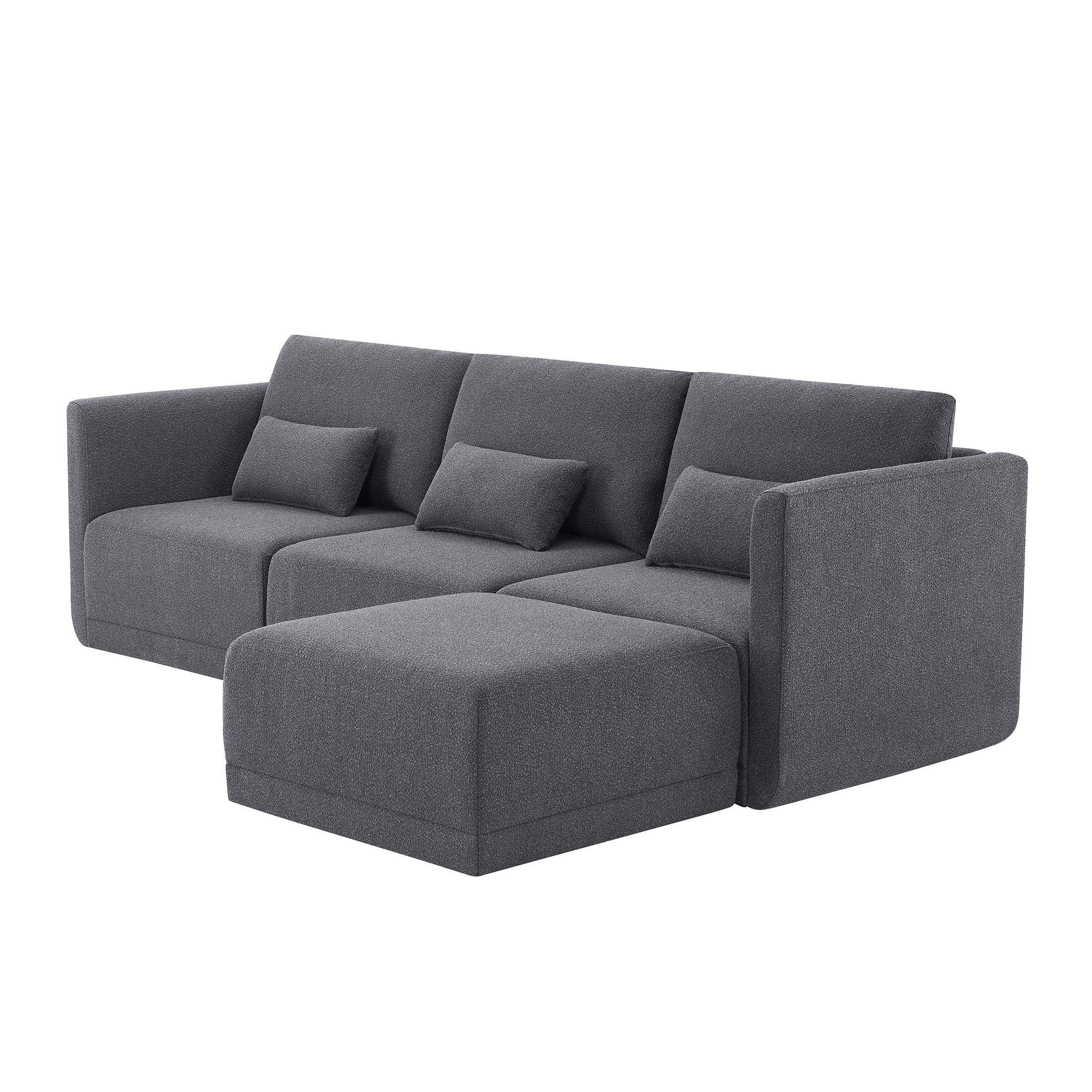 Beautiful Drew Modular Sectional Sofa with Ottoman by Drew Barrymore, Gray Fabric - Image 33