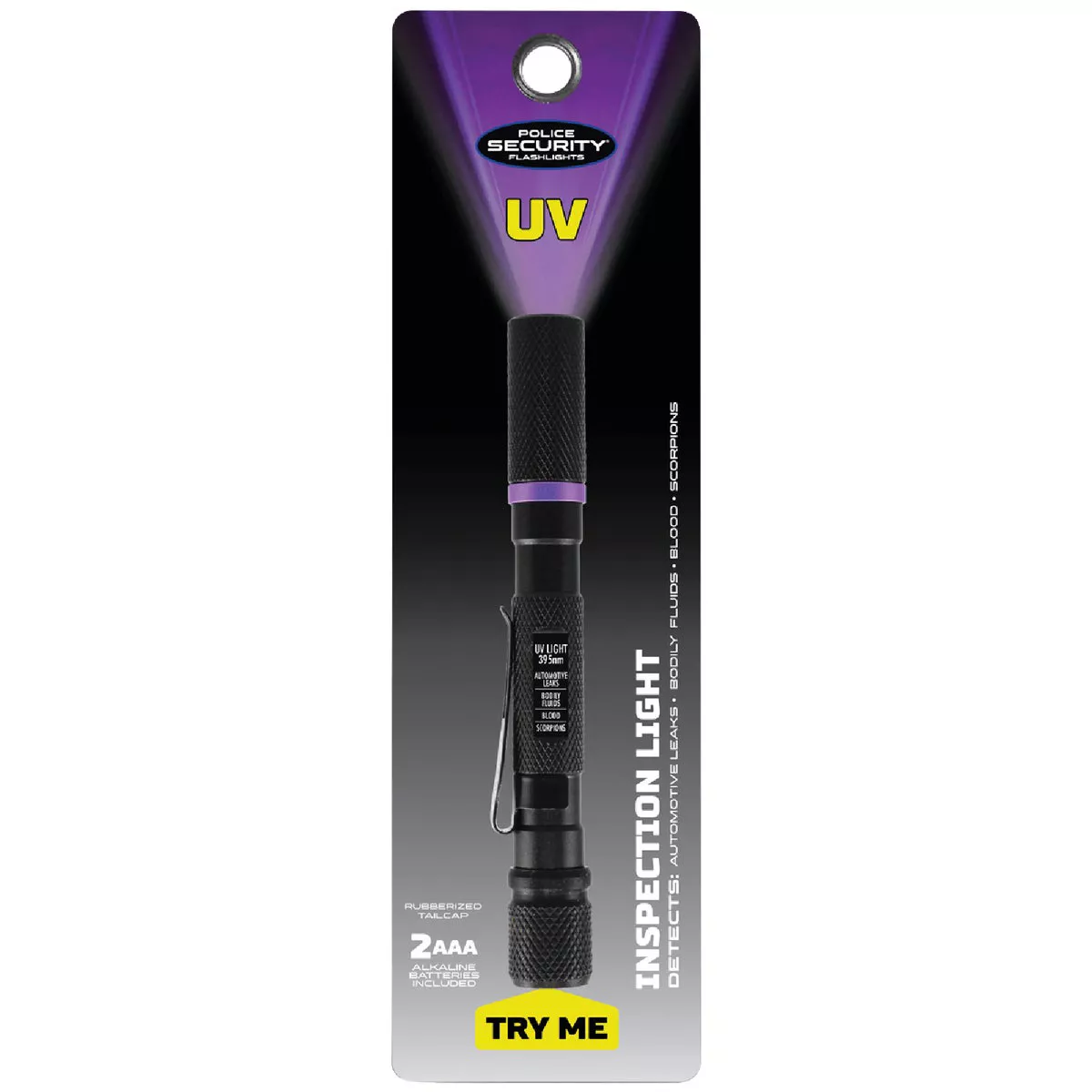 Police Security 395 Nm. 2AAA Aluminum UV Inspection Penlight with Bite Guard