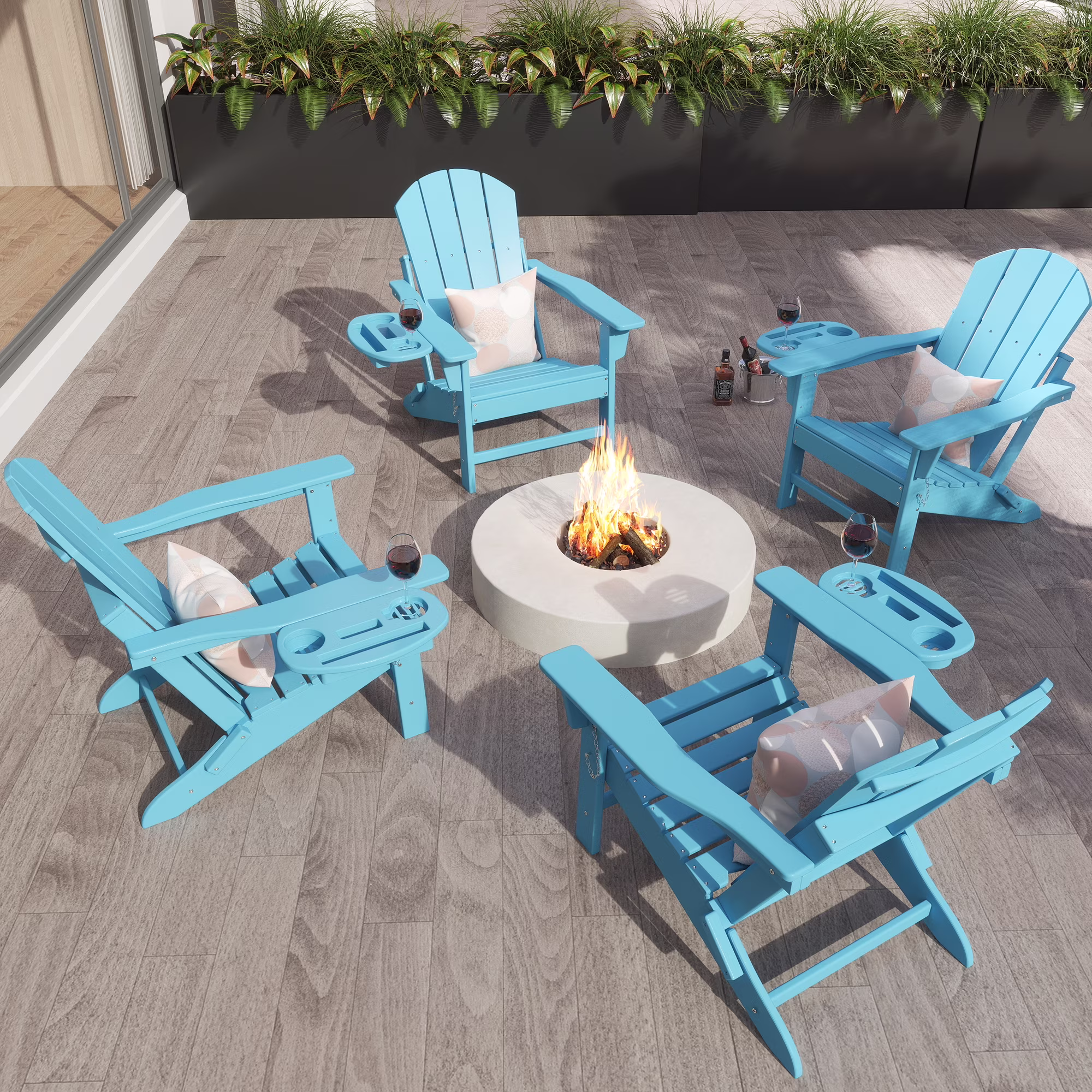 FOOWIN HDPE Plastic Adirondack Chairs Set of 4, Black - Image 5