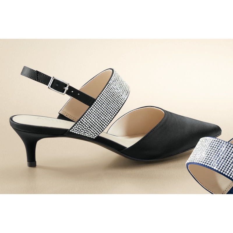 Rhinestone Adjustable Strap Slingback for Women with 1.75