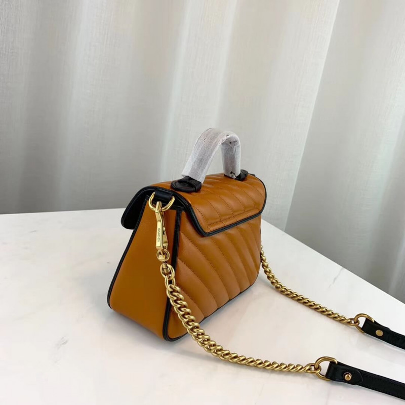 Replica Gucci Gg Marmont Mini Top Handle Bag 583571 Cognac1:1High-quality replica