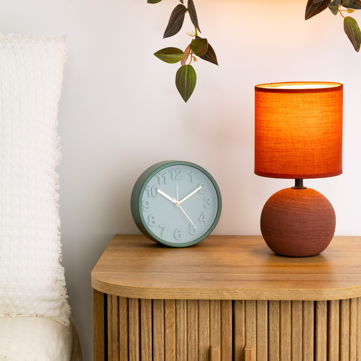 Ceramic lamp "Tim&eacute;o" Terracotta pink striated, H.25 cm