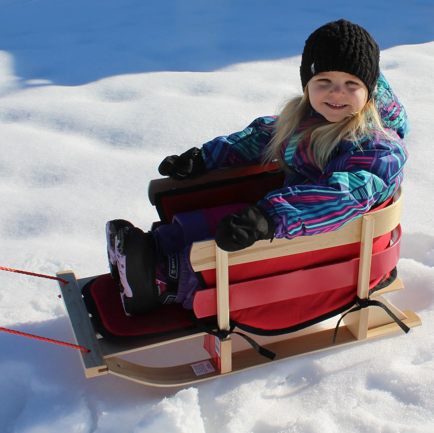Flexible Flyer Baby Pull Sled. Wood Toddler To-Boggan. Wooden Sleigh for Kids - Image 3