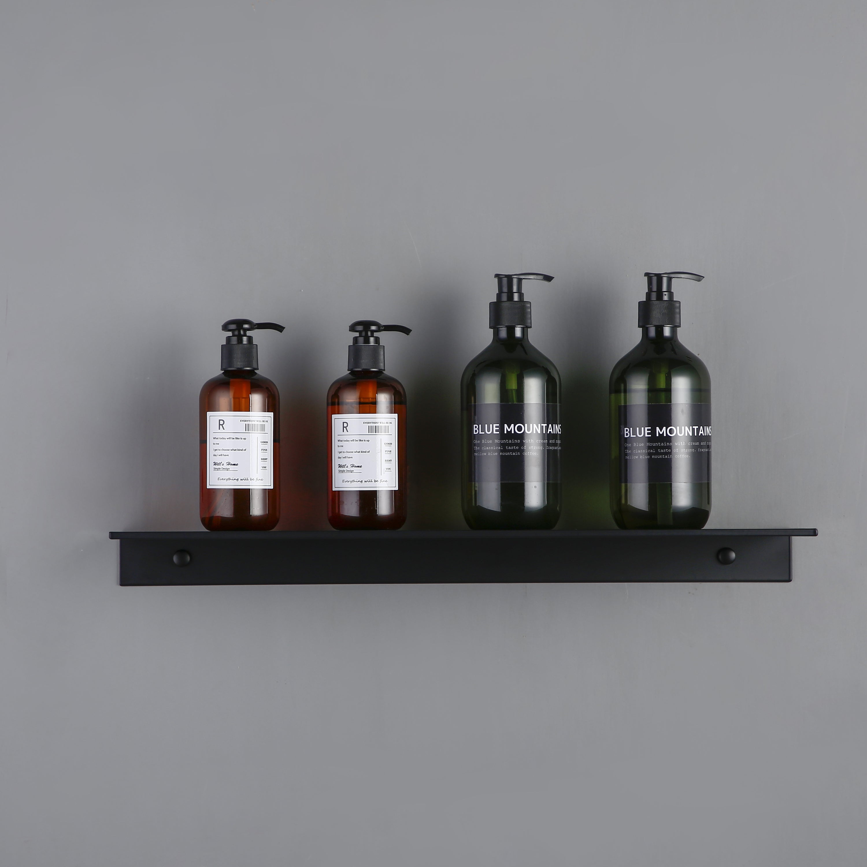 QUVIO Metalen muur plank - Zwart - 40 cm