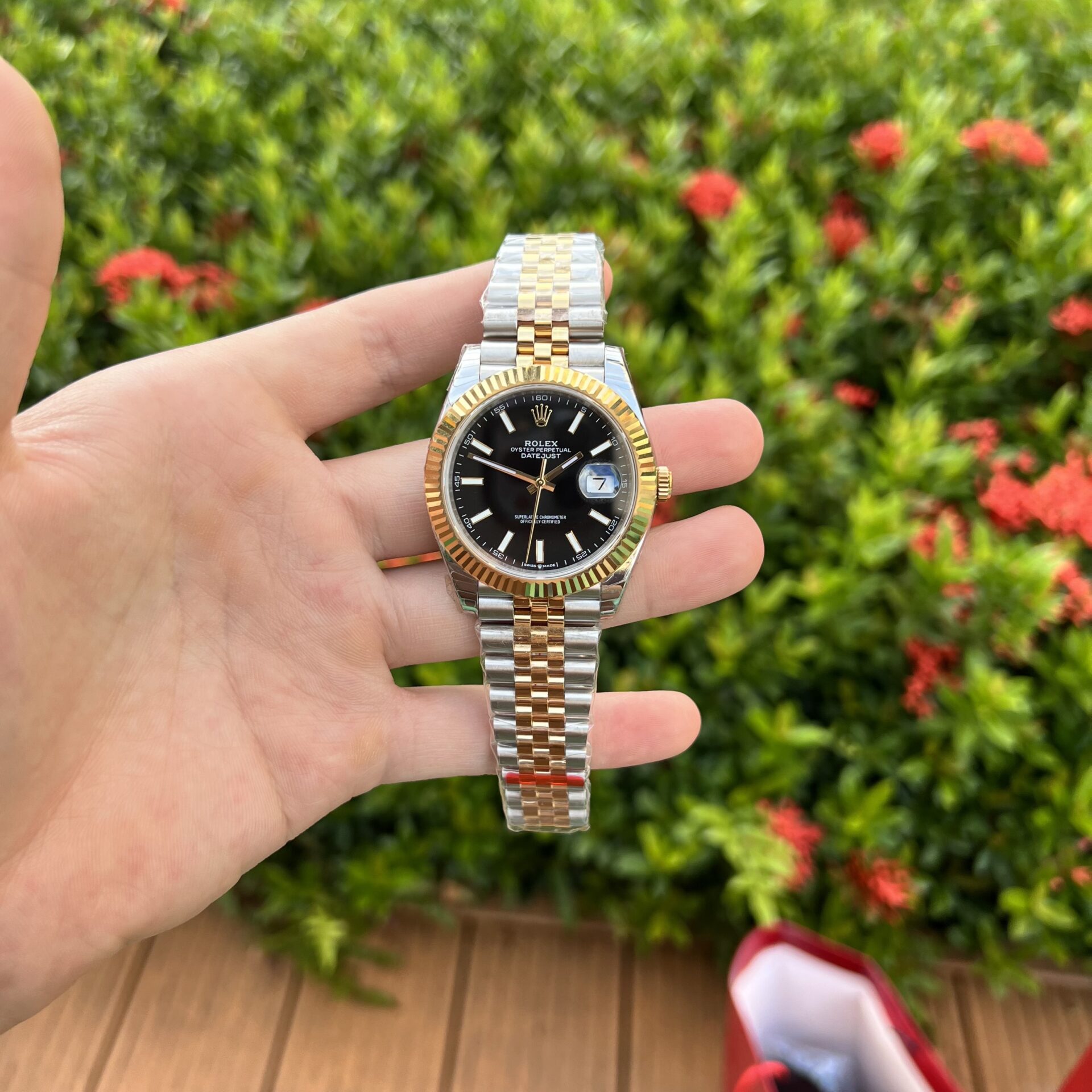 Rolex Replica 11 Watch DateJust Black Dial Demi Strap EW Factory 41mm - Elite Watch Atelier