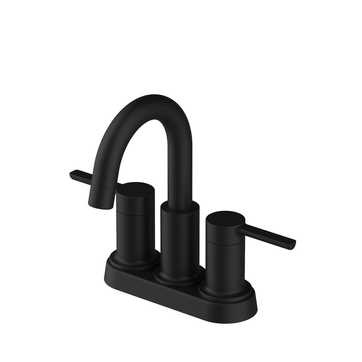Home Impressions Matte Black 2-Straight Handle Lever 4 In. Centerset Bathroom Faucet with Pop-Up