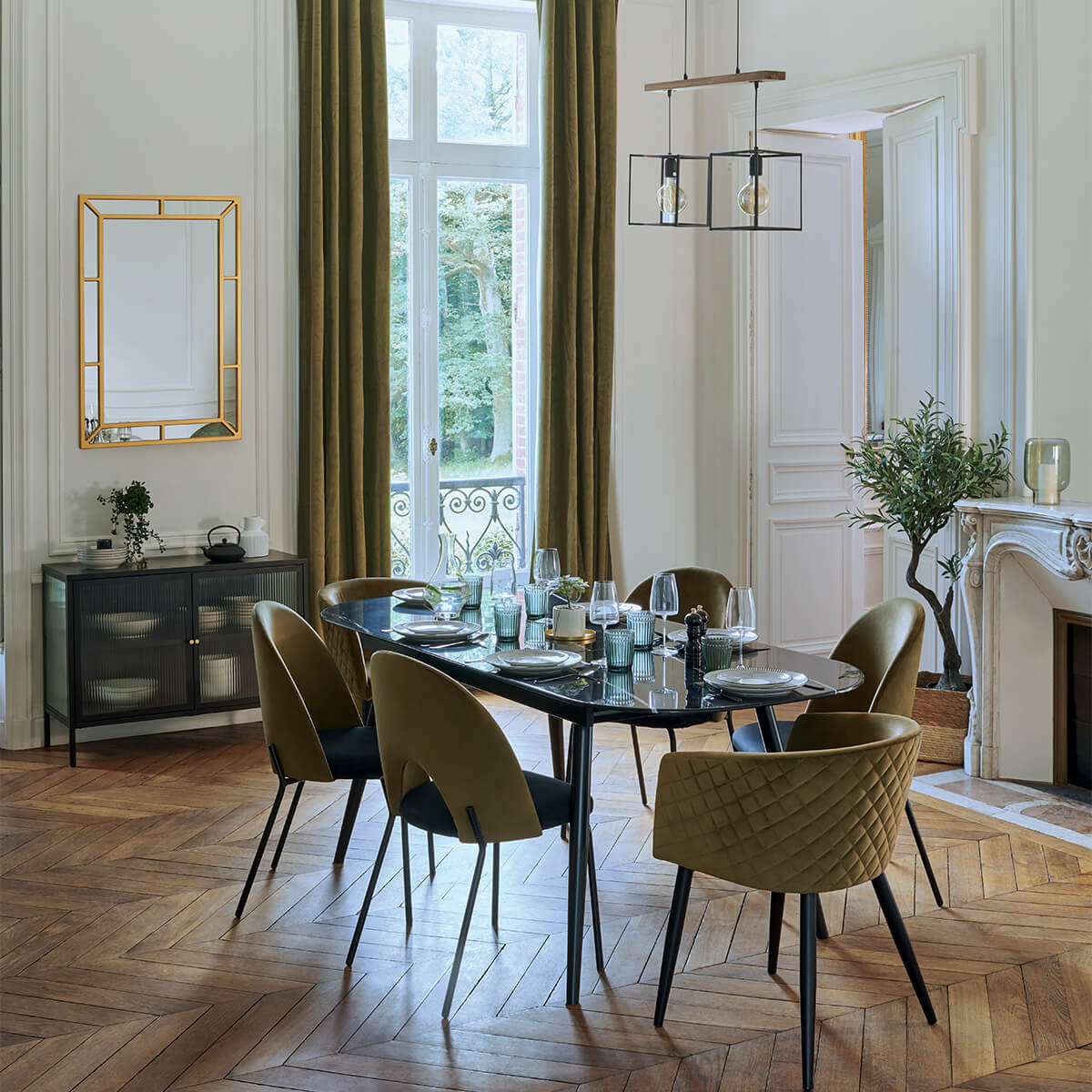 Armchair "Marlo" Velvet, Khaki green