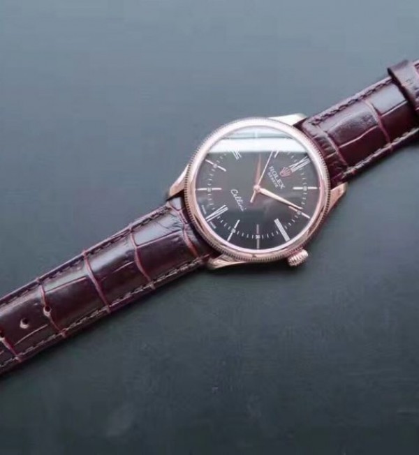 Replica Rolex MK Cellini Time 50505 RG Rome Leather Strap A3165 - Top club