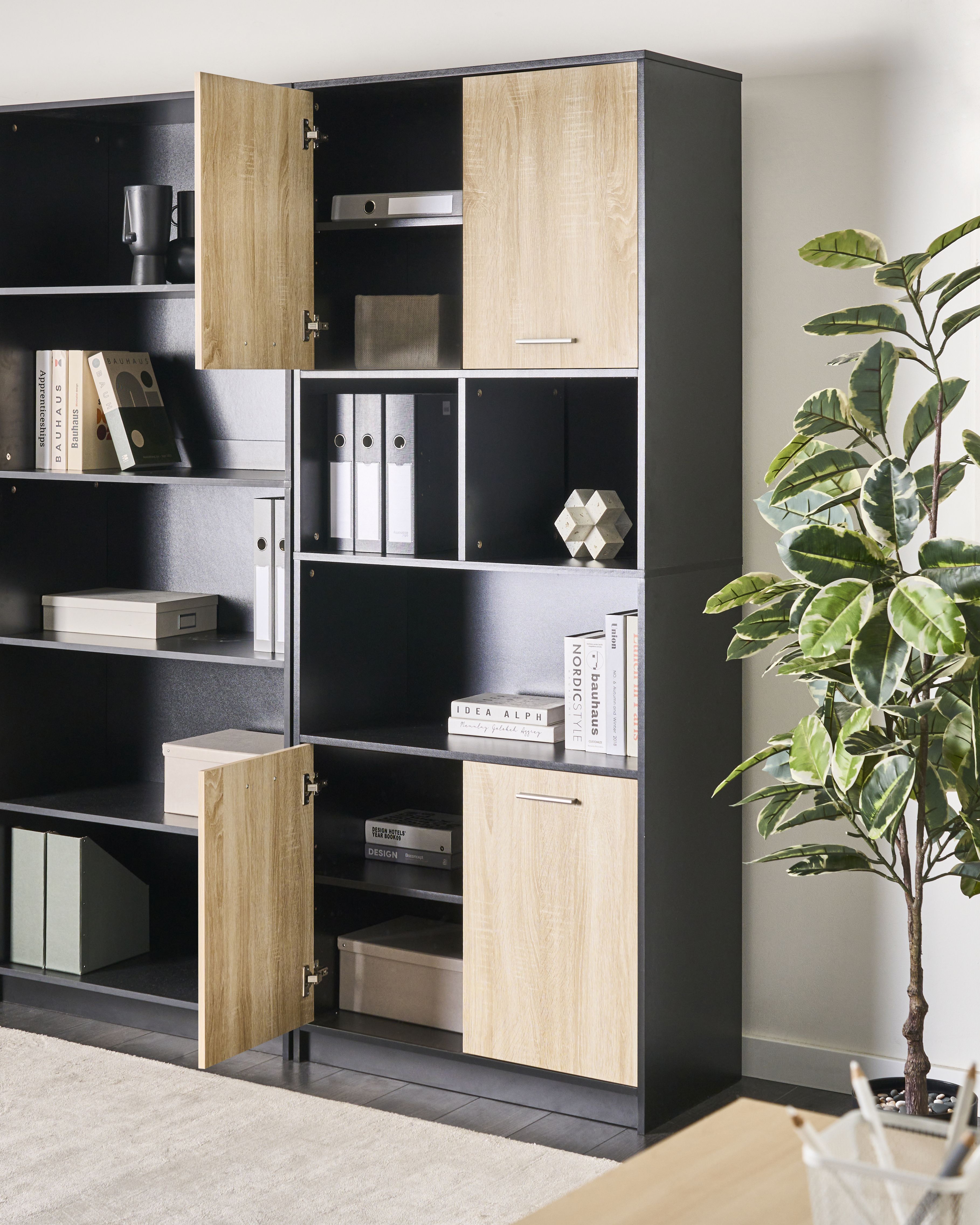 4 Door Bookcase ZEHNA Brown/ Black