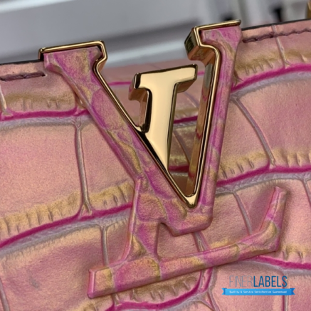 Pink Croc-Embossed Mini Handbag with Gold Hardware1:1High-quality replica