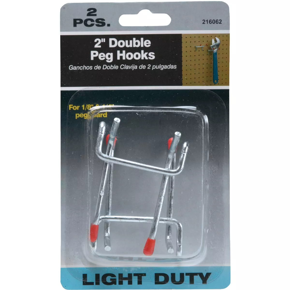 2 In. Double Arm Safety Tip Straight Pegboard Hook (2-Count)