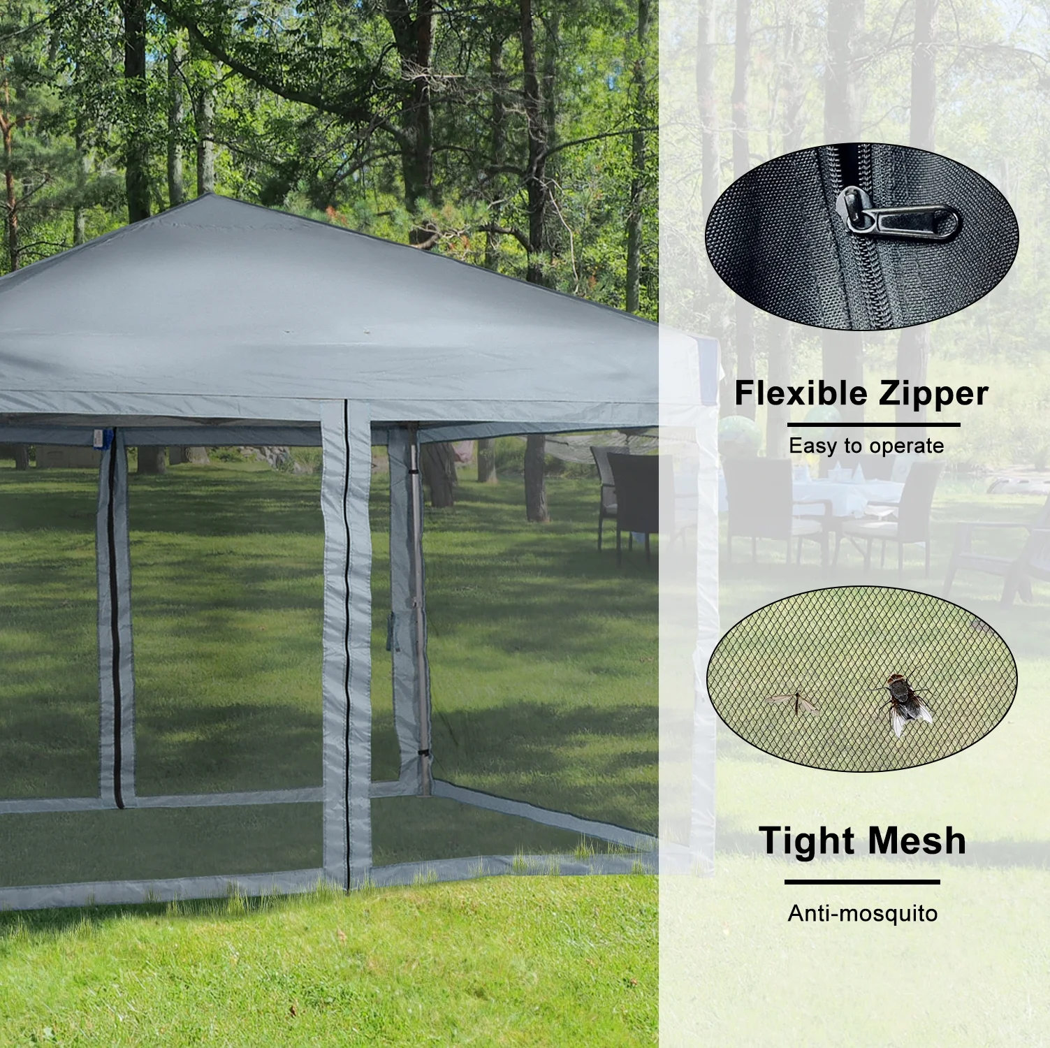 Aoodor 12'x12' Pop Up Canopy with Removable Mesh Sidewalls, Outdoor Portable Instant Shelter Tent-Black - Image 24