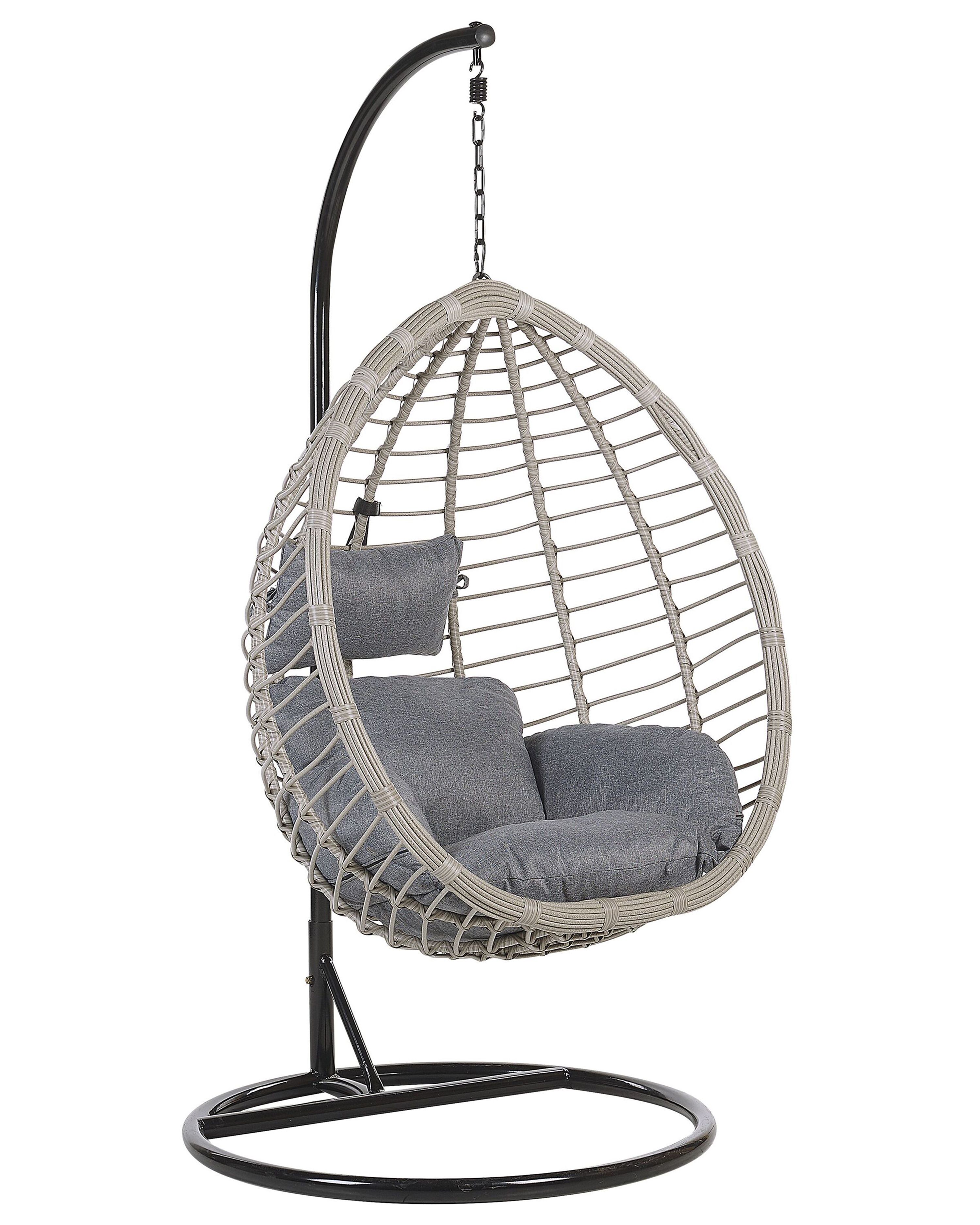 Hanging Chair with Stand TOLLO PE Rattan Grey