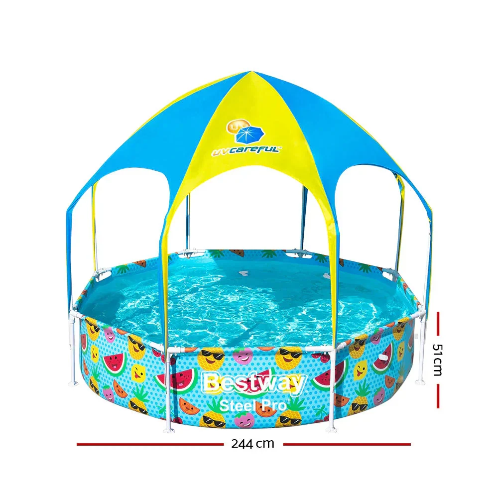 Bestway Kids Above Ground Pool With UPF 40+ Canopy, 244x51cm Steel Frame - Image 3 Bestway Kids Above Ground Pool With UPF 40+ Canopy, 244x51cm Steel Frame - Image 3