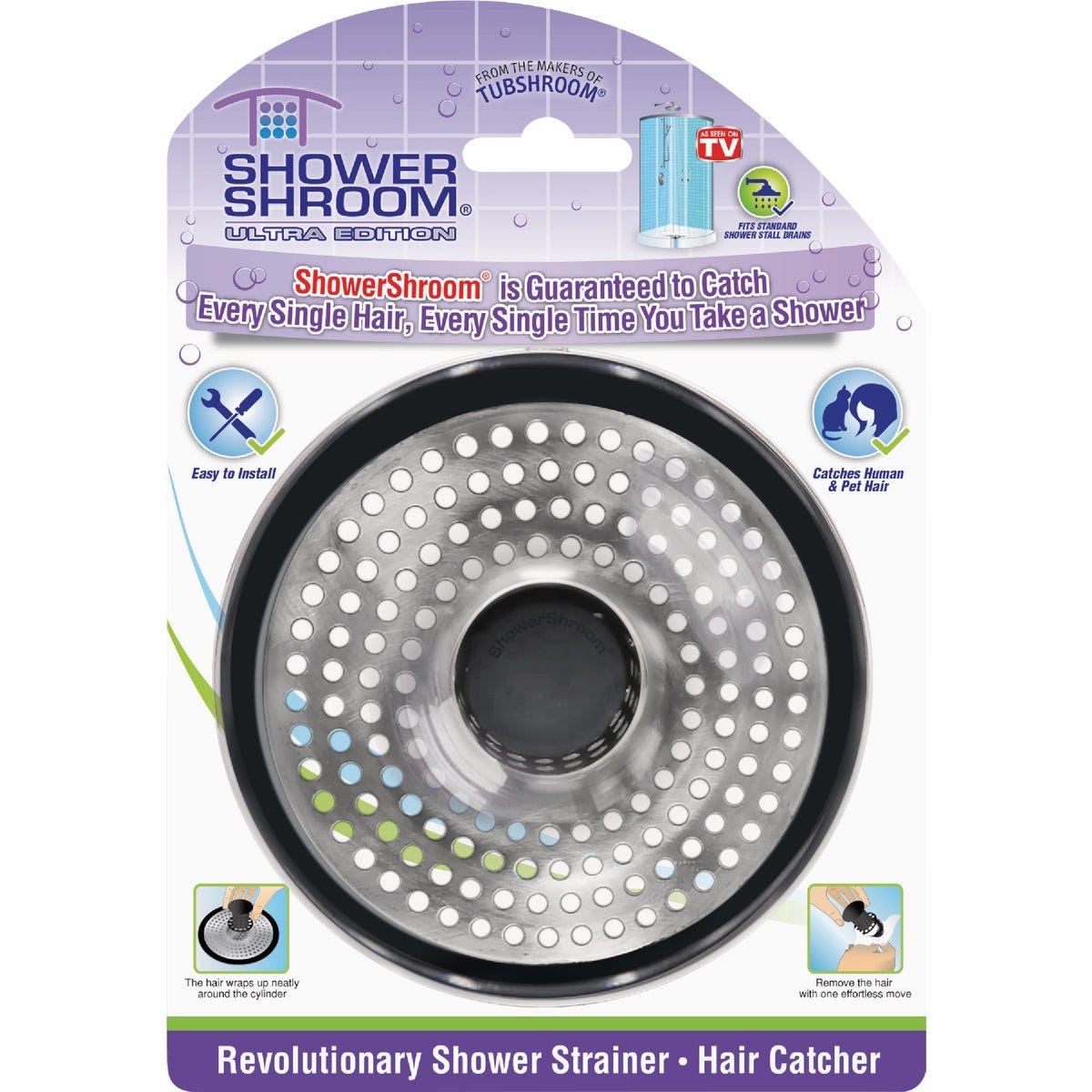 ShowerShroom Ultra Edition Brushed Stainless Steel Drain Protector