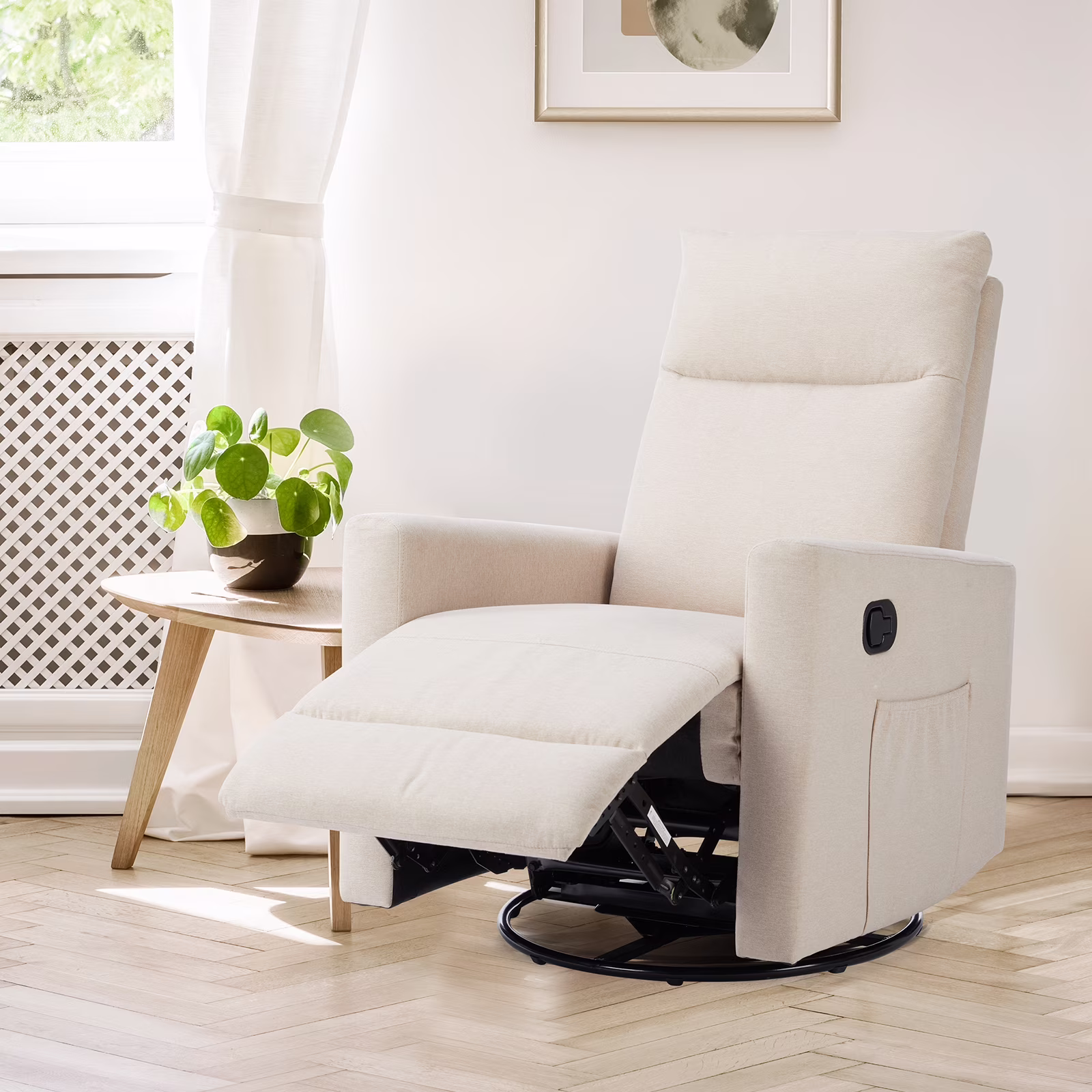 Recliner Message Chair with Footrest, Swivel Rocking Glider, High Back Upholstered Deep Seat for Living Room, Grey - Image 7