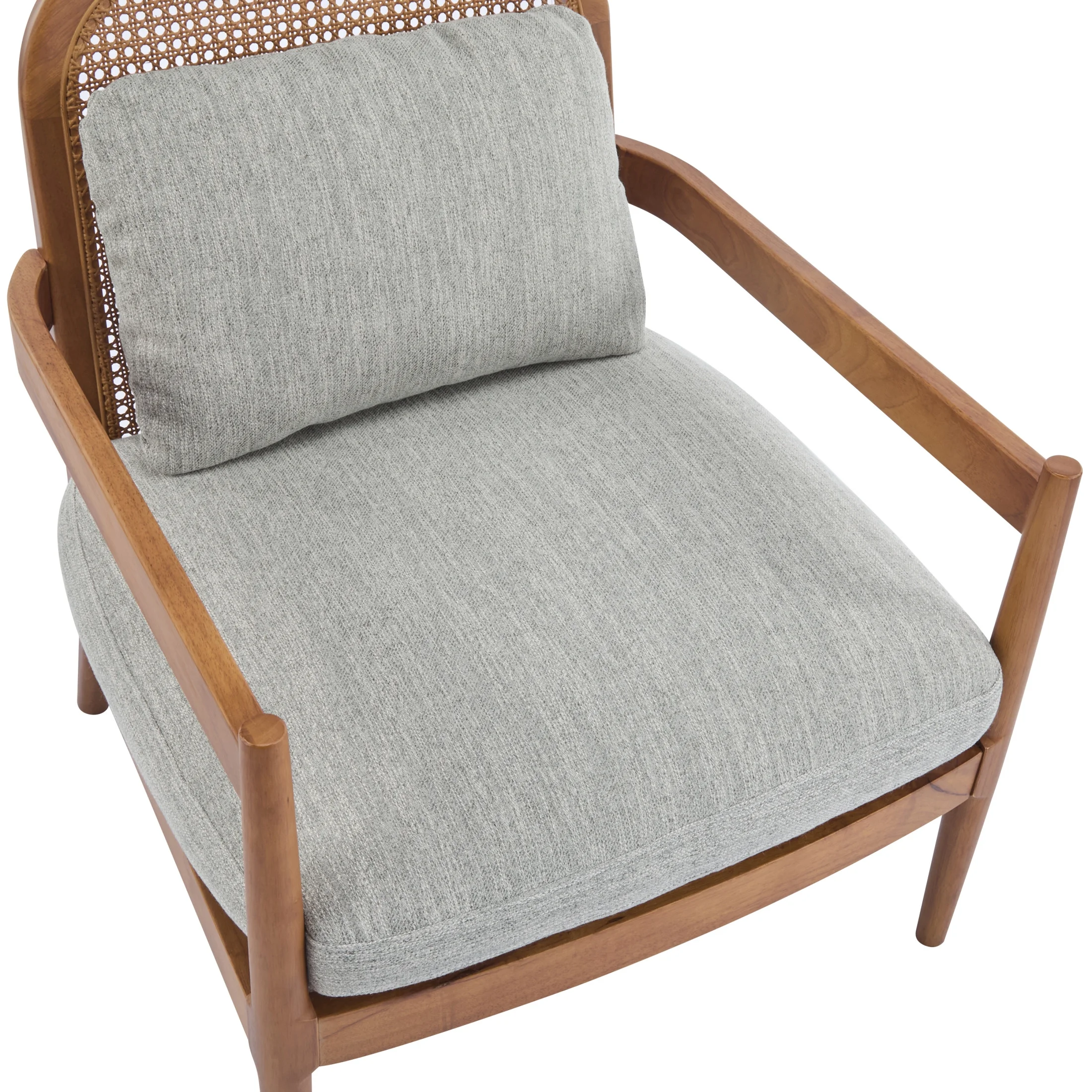 Christopher Knight Home Mid-Century Modern Accent Chairs, Wood Frame with Rattan Backrest, Grayish Green, Set of 2 - Image 8