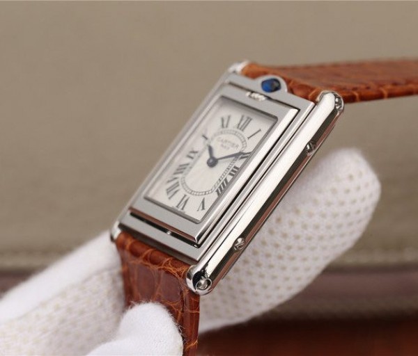 Replica Cartier Tank Reversible White Dial Leather Strap - Top club