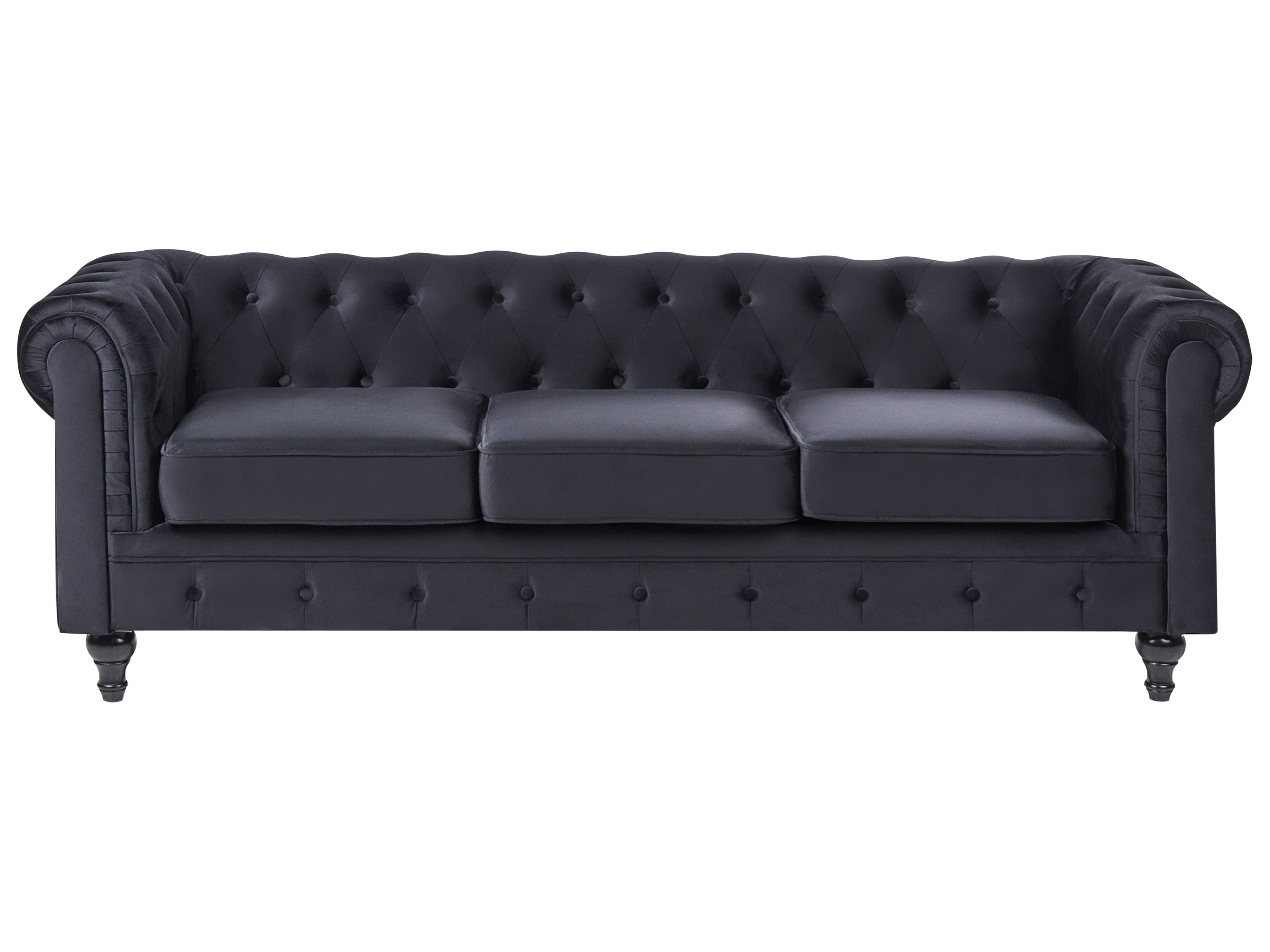 Sofa 3 Seater CHESTERFIELD Velvet Black