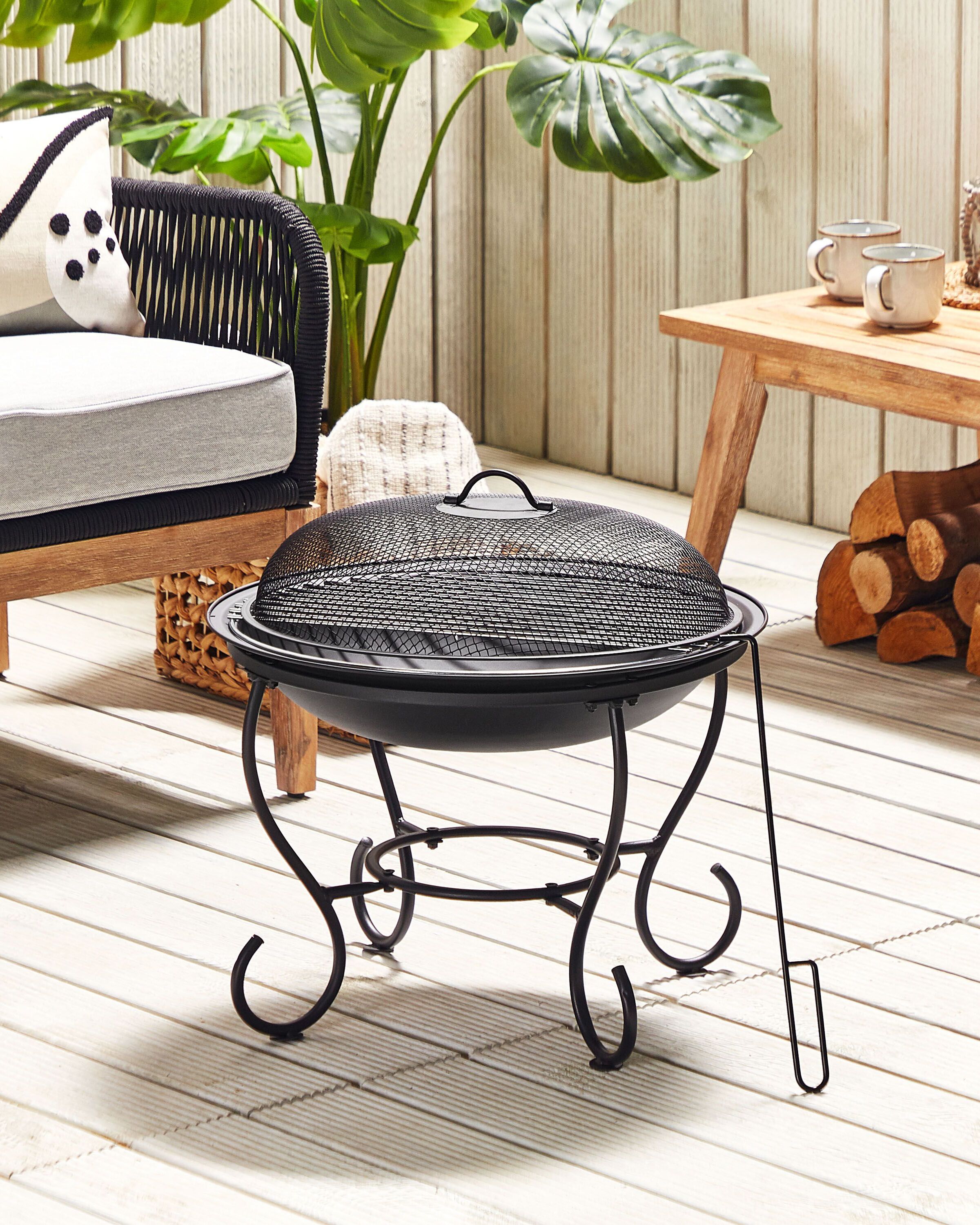 Grill Fire Pit NEGARA Metal Black