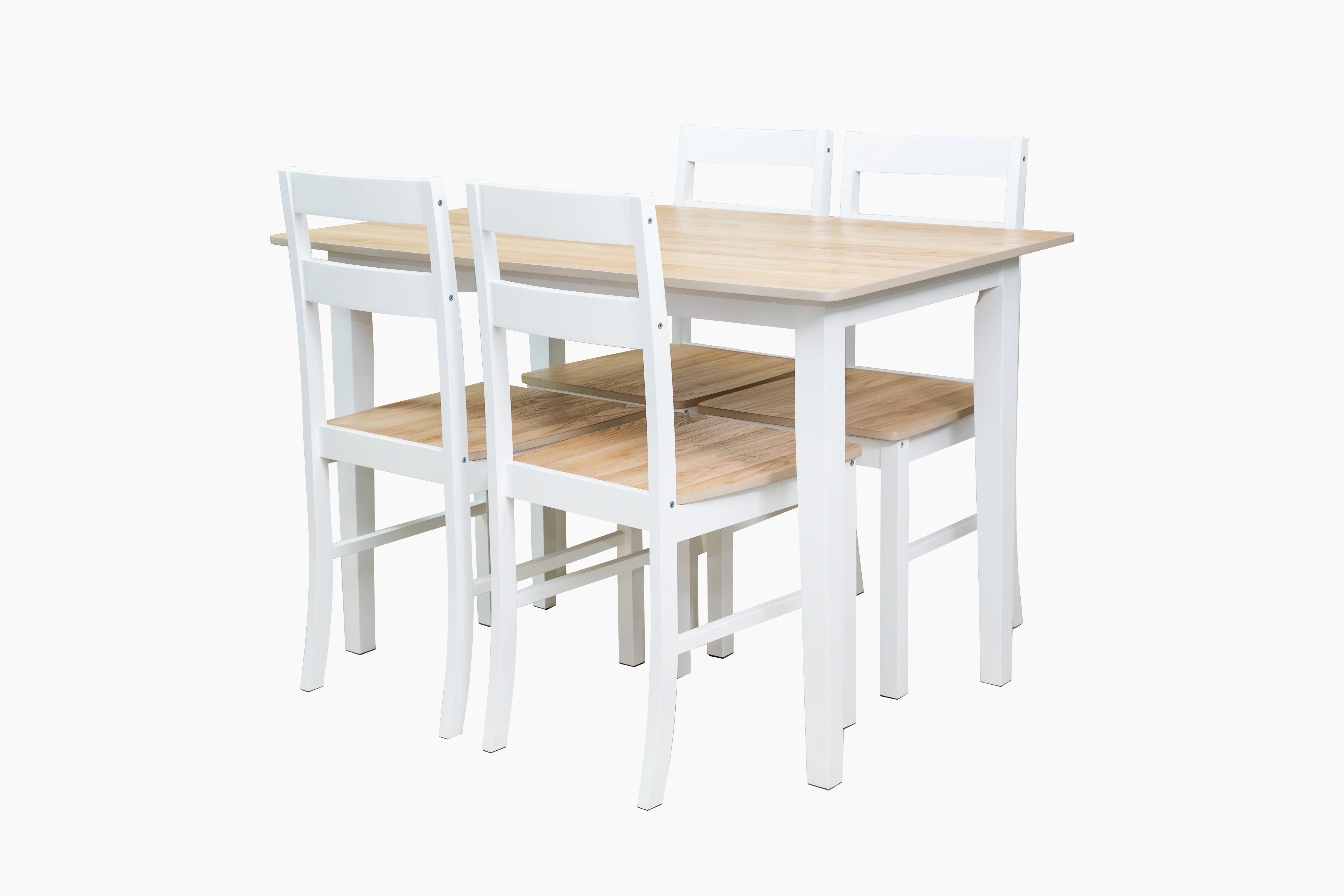 Mainstays 5-Piece Dining Set, 1 Table and 4 Chairs, White, MDF and Rubberwood, Indoor, 46