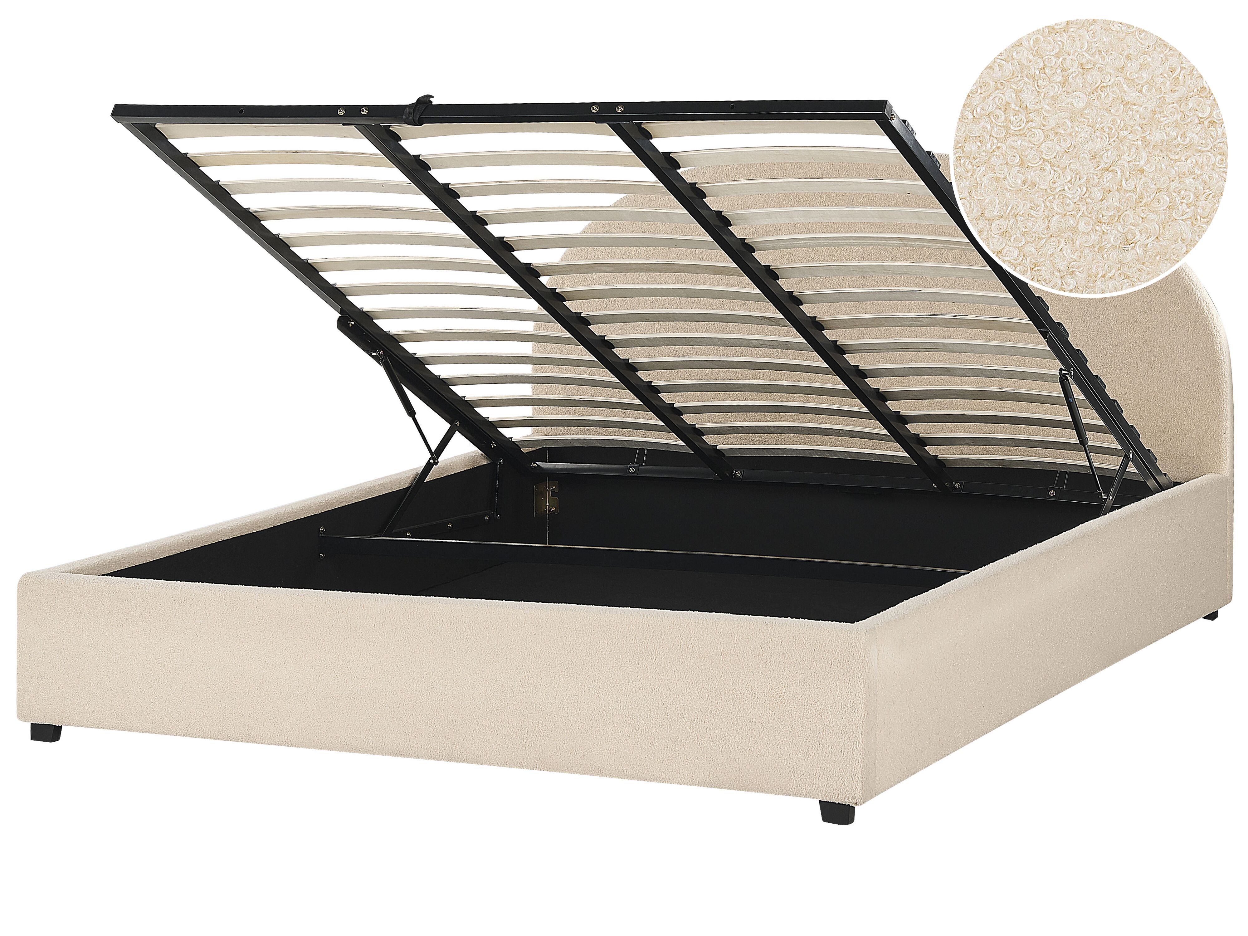 Ottoman Bed Boucle VAUCLUSE 180 x 200 cm (EU Super King) Beige