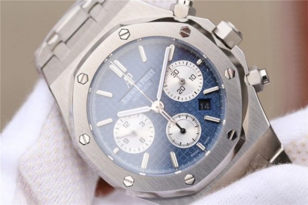 Replica Audemars Piguet Royal Oak Chronograph SS JHF Blue/White Dial SS Bracelet A7750 - Top club