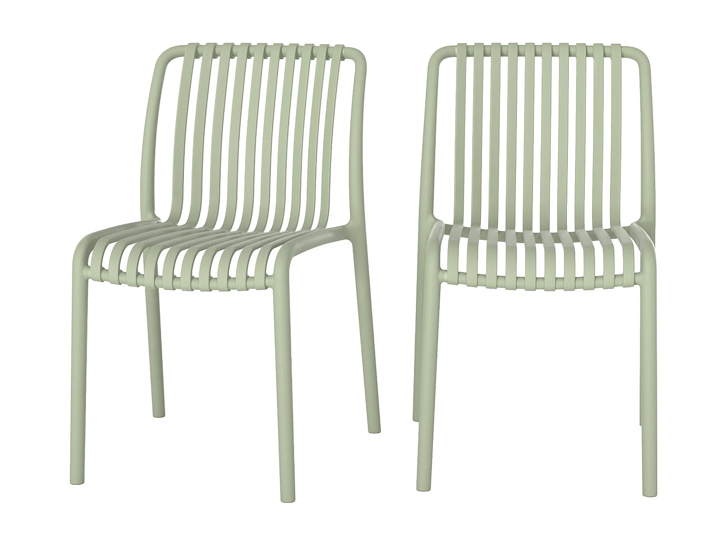Lot de 2 chaises de jardin empilables en plastique vert pastel - Duli