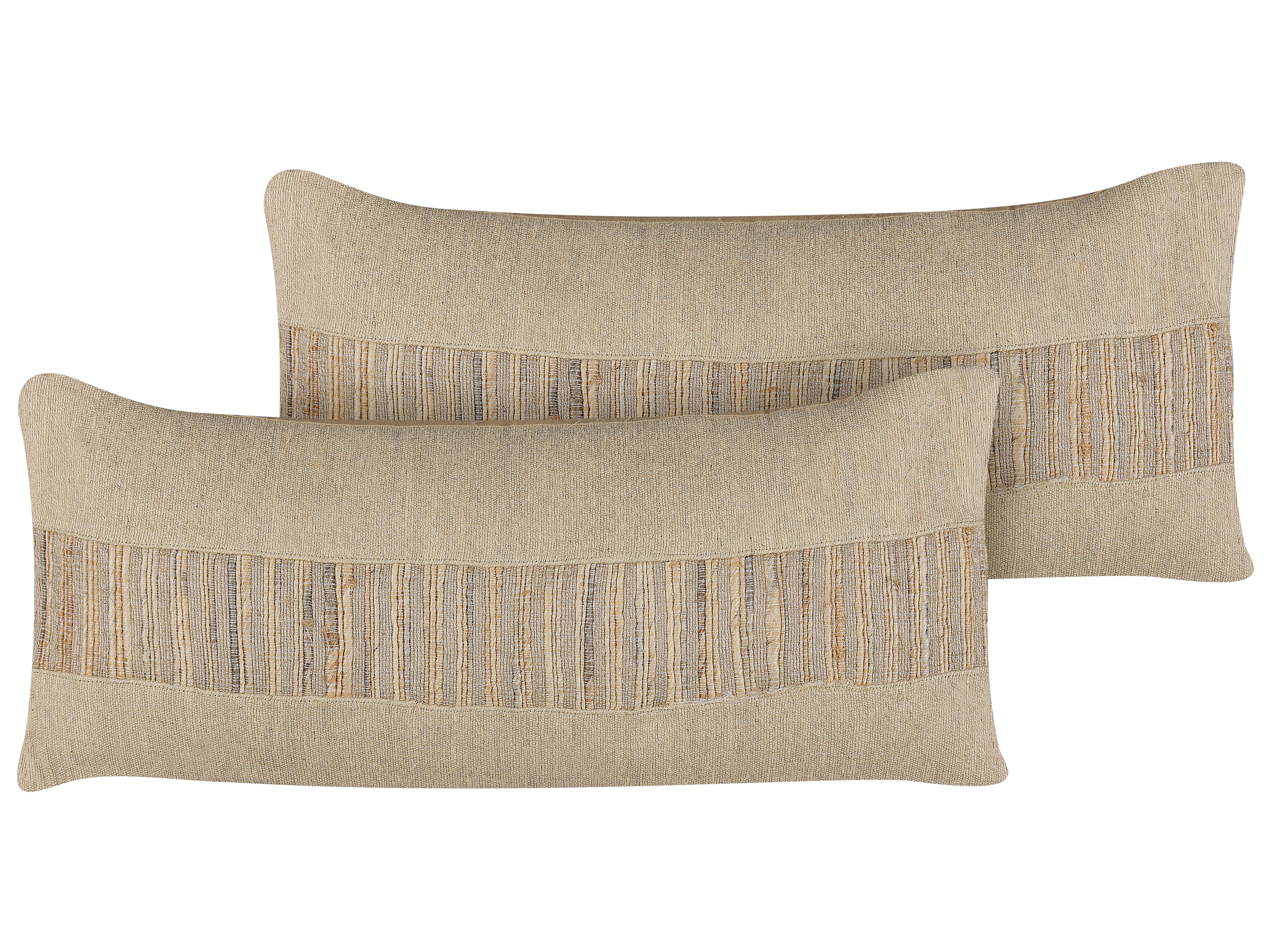 Set of 2 Decorative Cushions LUINA Jute 30 x 70 cm Beige Solid