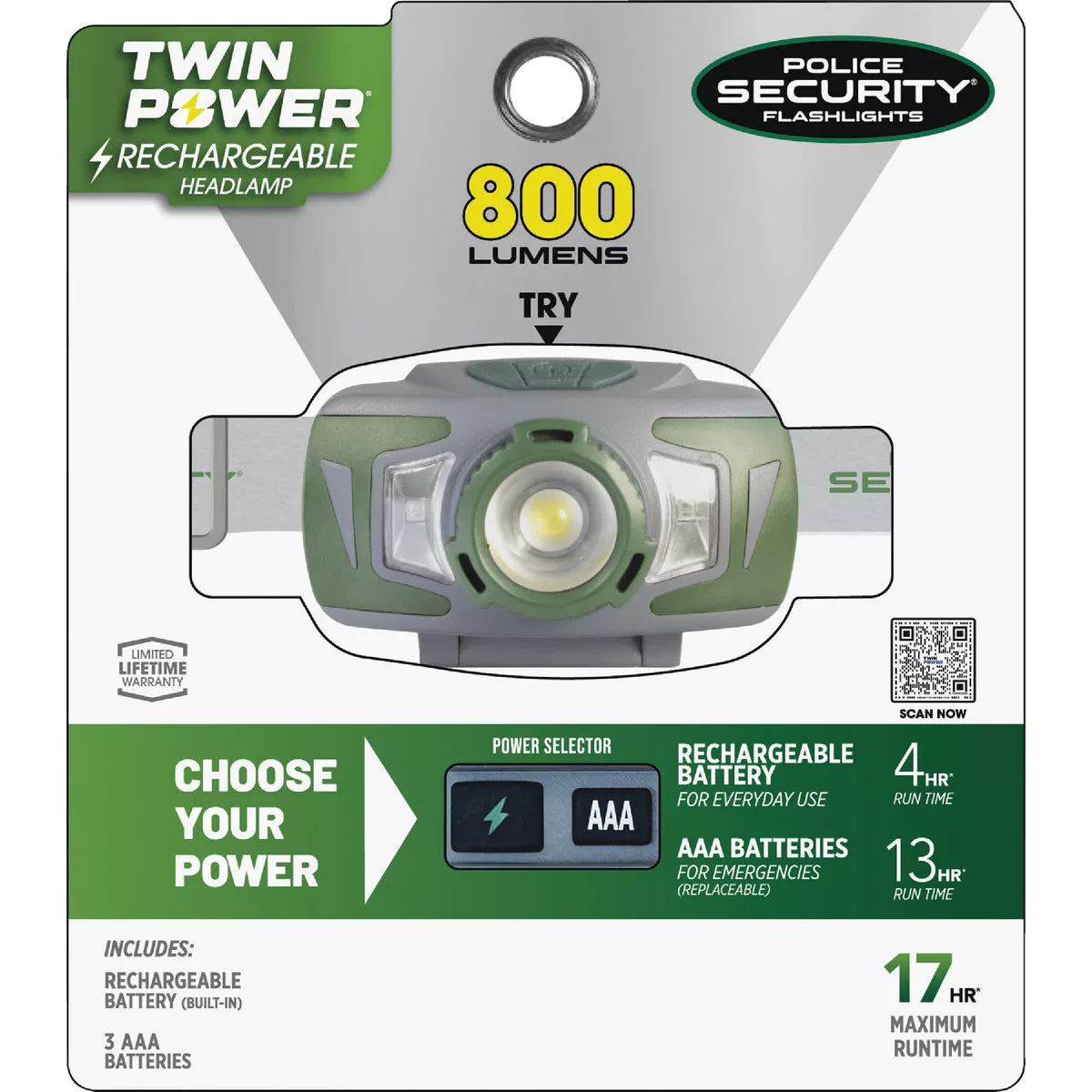 Police Security Ryder Twin Power 800 Lm. LED Headlamp