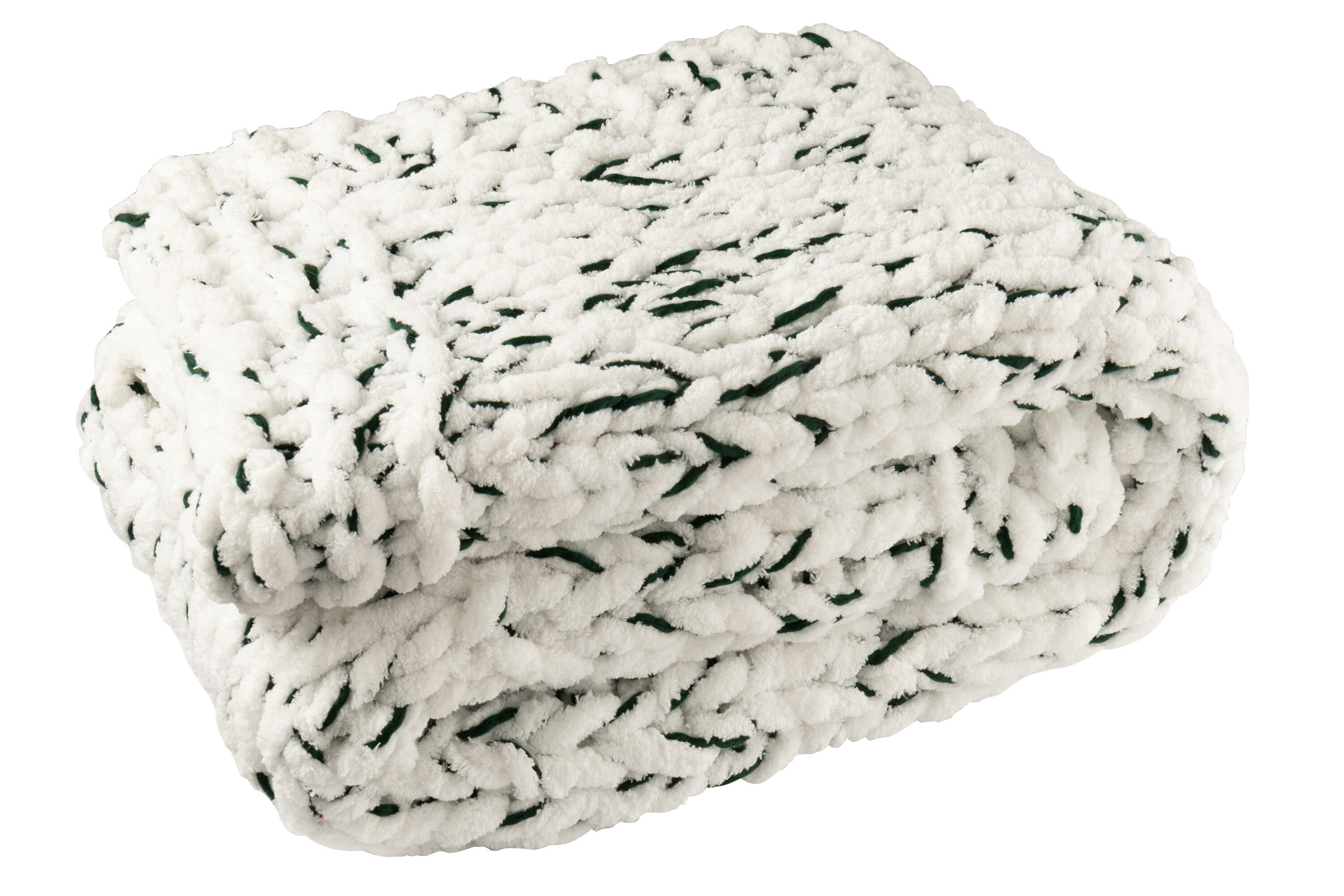 J-Line deken Gebreeën - polyester - wit groen