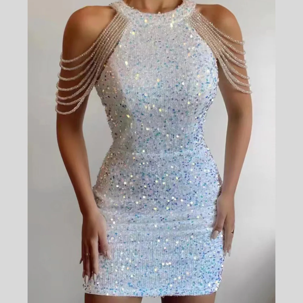 Full Size Sequin Embellished Bodycon Mini Dress Plus Size - ZKZOOK