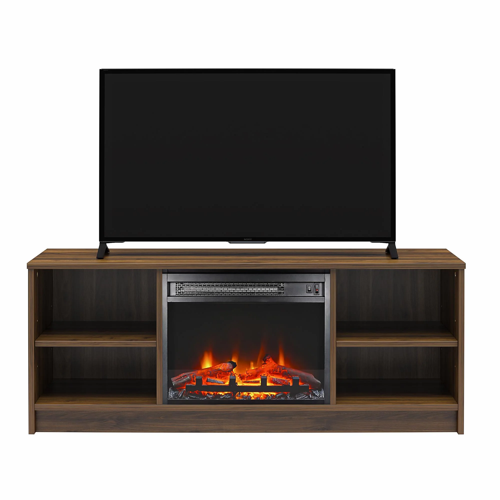 Mainstays Fireplace TV Stand, for TVs up to 55", Black Oak - Image 36