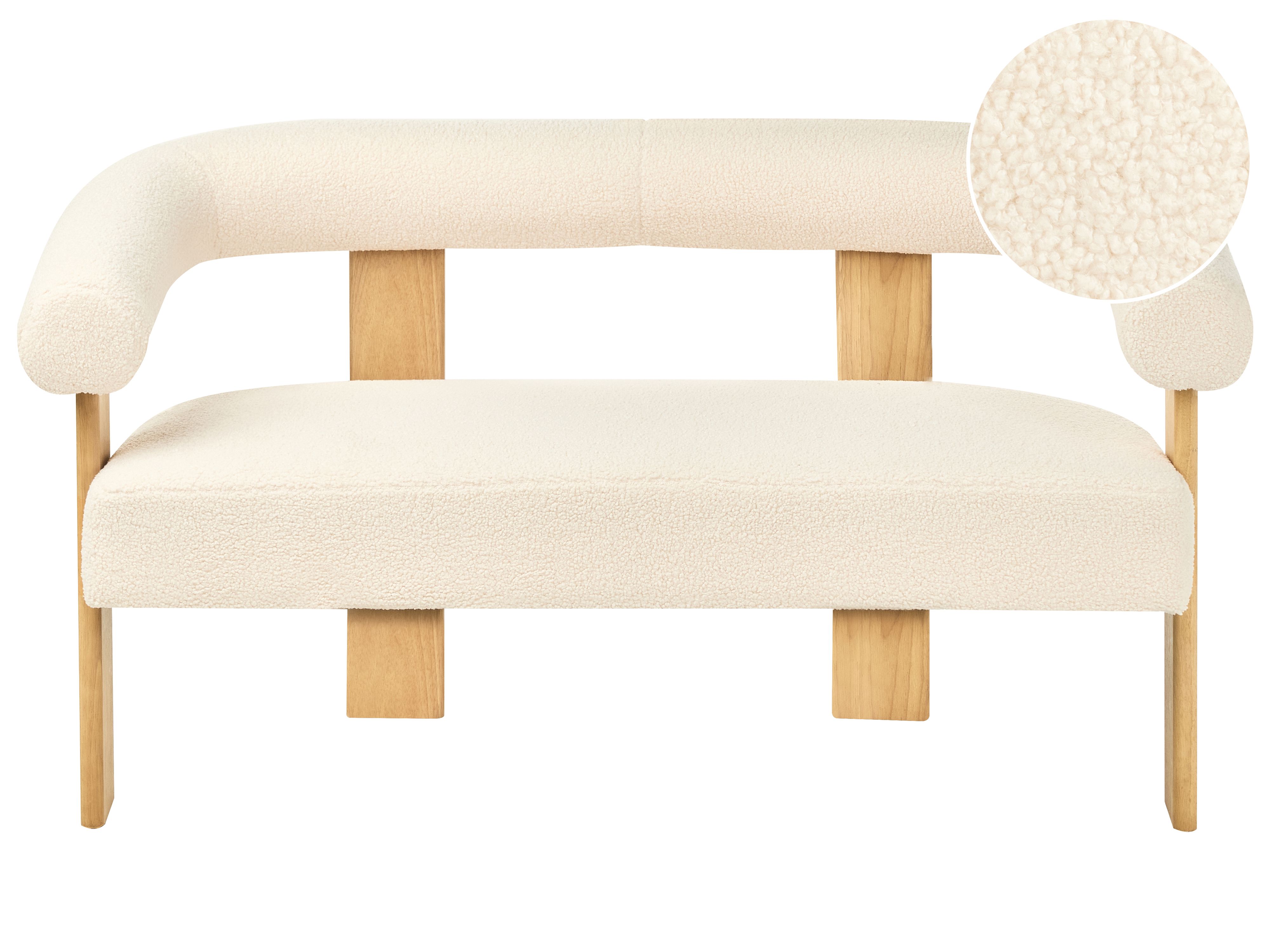 Sofa 2 Seater ILBRO Boucle Off-White/ Light Brown