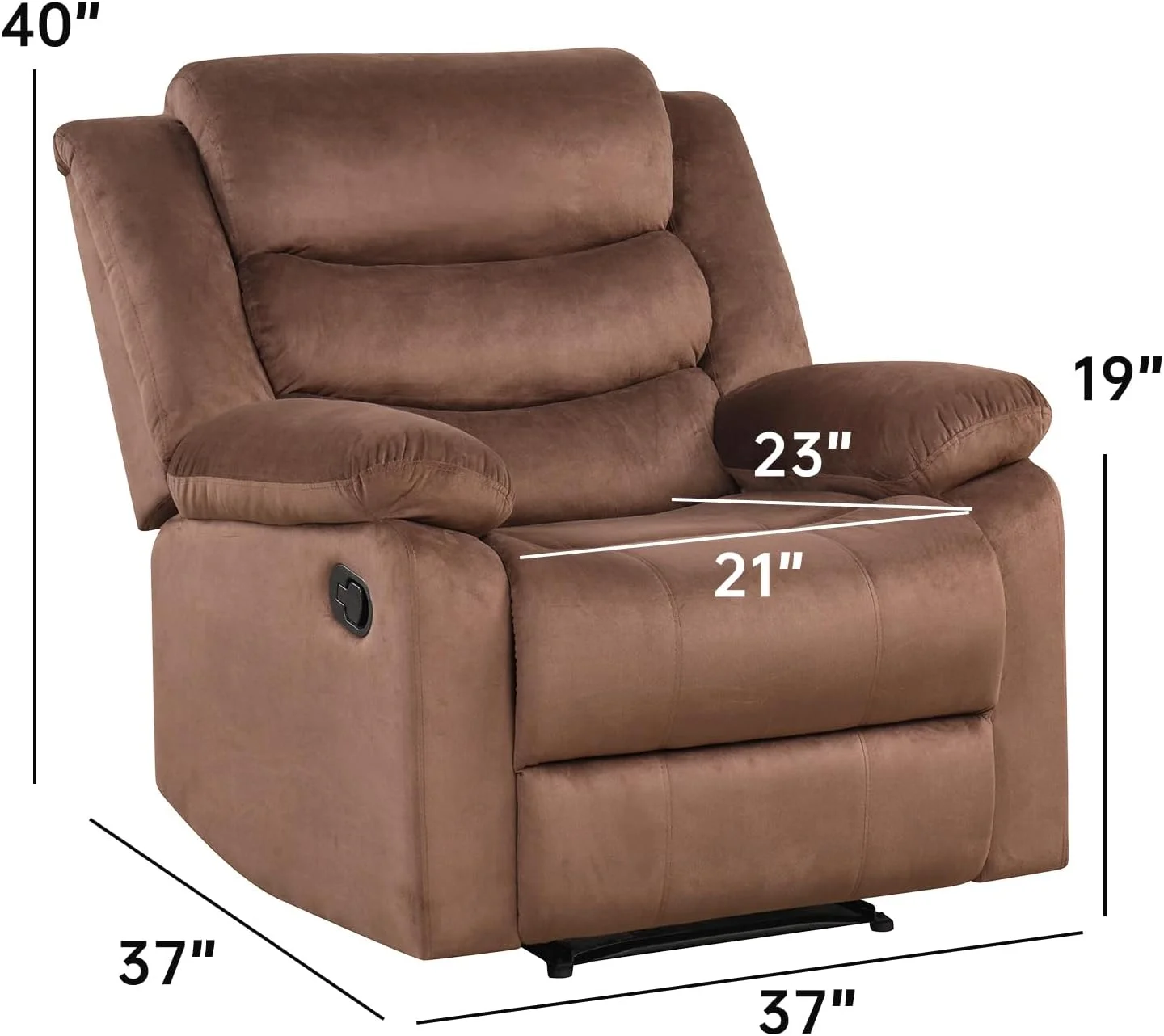 Bonzy Home Recliner Chairs for Living Room Overstuffed Breathable Fabric Reclining Chair Manual Sofa Brown - Image 6