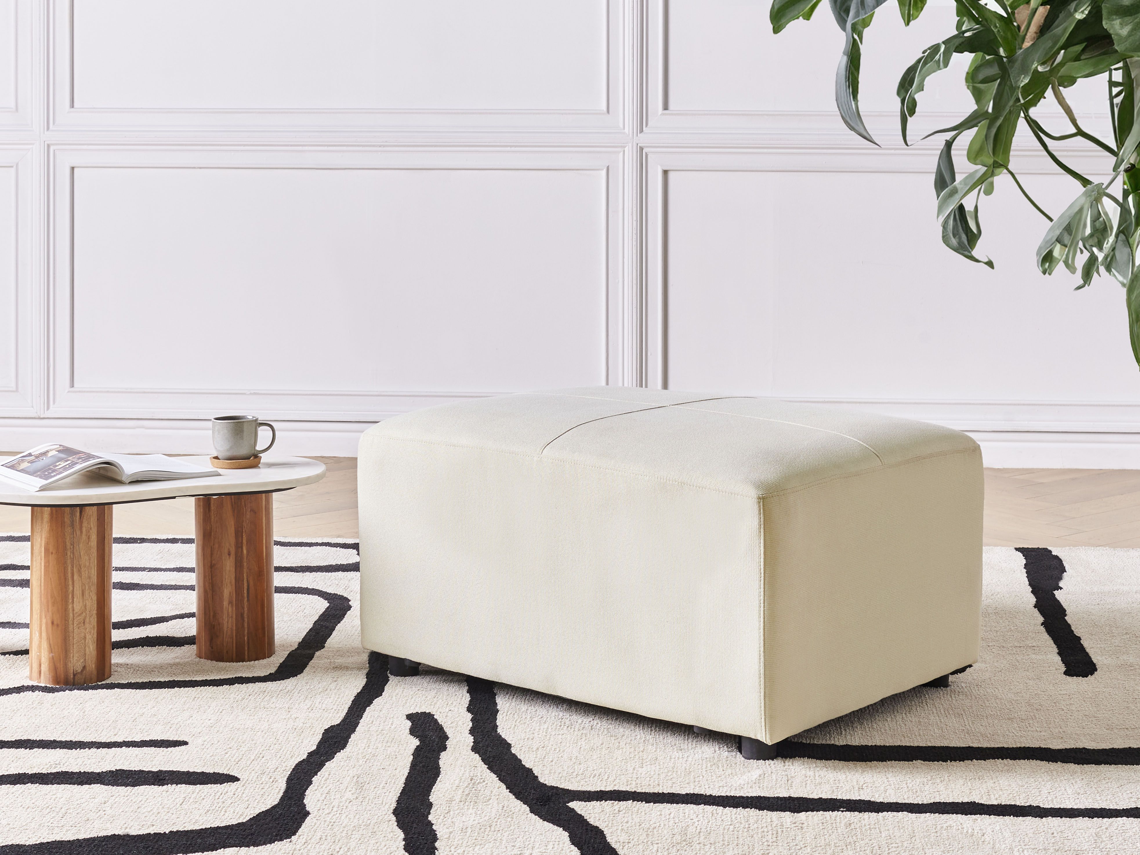 Ottoman KOHLO Fabric Light Beige