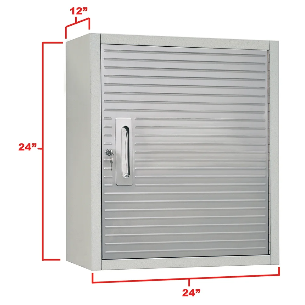 Seville Classics UltraHD Heavy-Duty Lockable Wall Storage Cabinet with Stainless Steel Doors