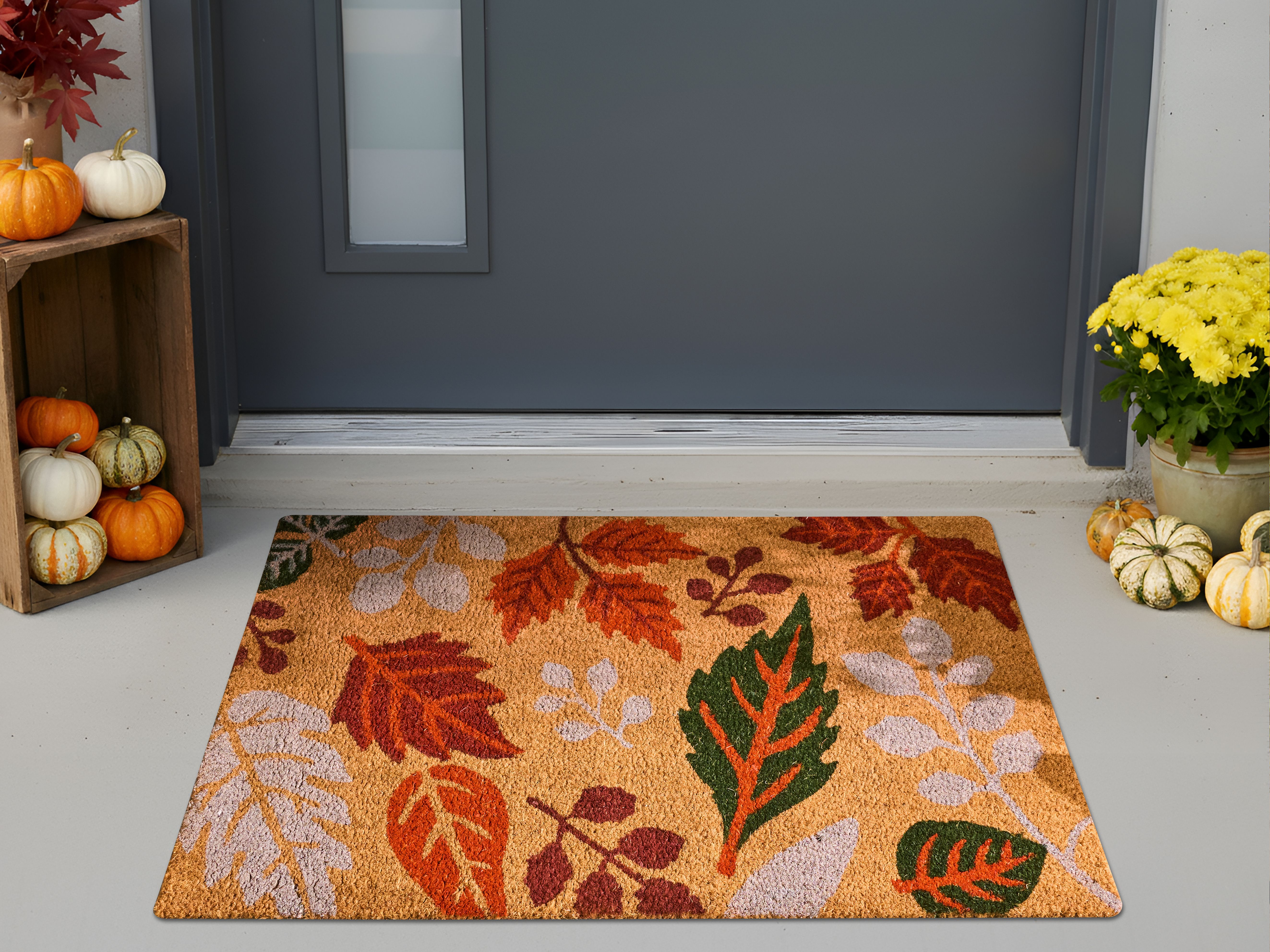 Doormat DAGATAN Multicolour 60 x 90 cm Leaf Coir
